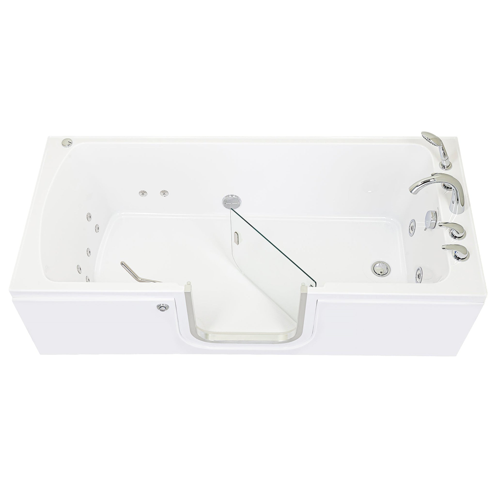 Ella's Bubbles, Ella's Bubbles Laydown 32" x 72" White Acrylic Hydro Jet Massage Walk-In Bathtub With 5-Piece Fast Fill Faucet and Right Inward Swing Door