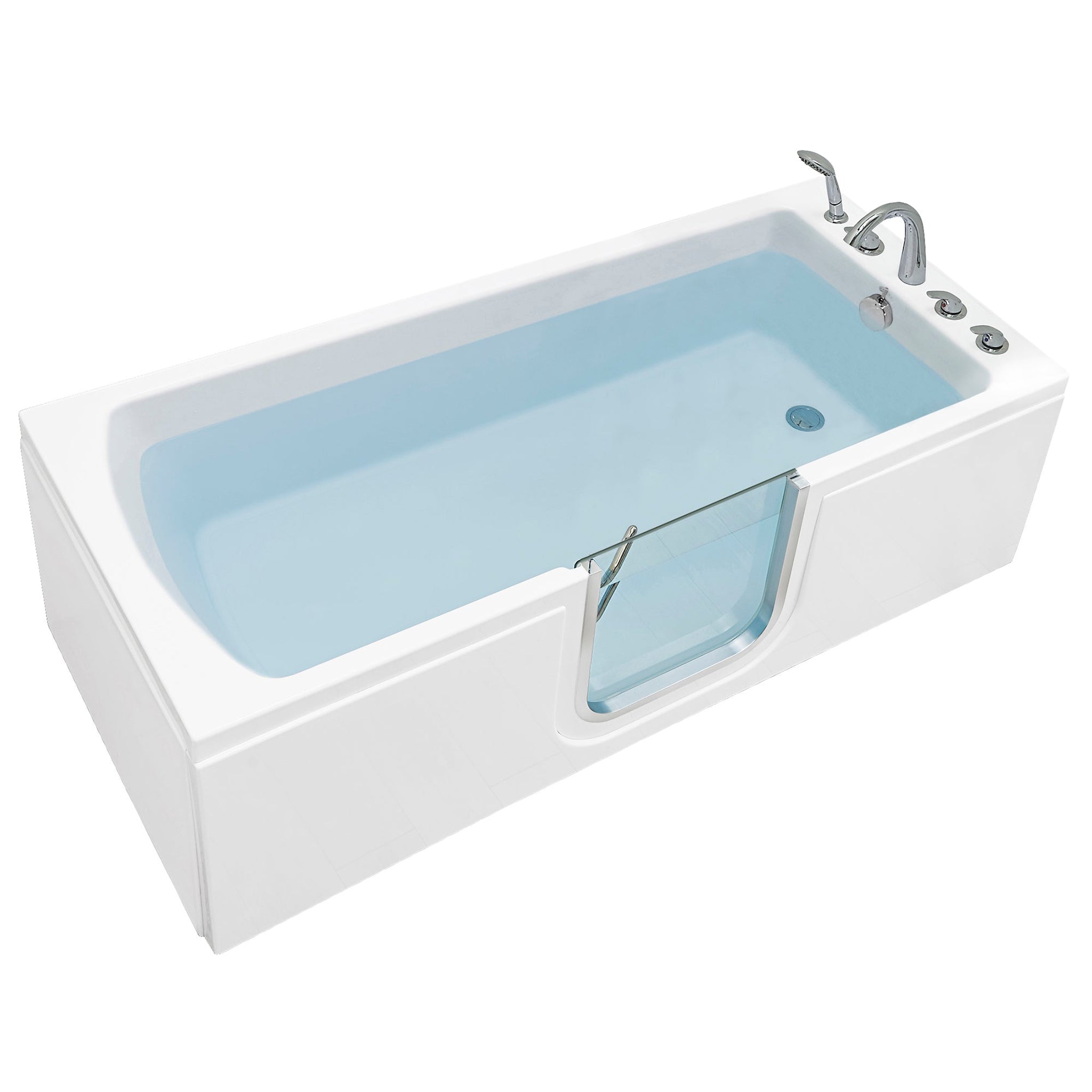 Ella's Bubbles, Ella's Bubbles Laydown 32" x 72" White Acrylic Soaking Walk-In Bathtub With Right Inward Swing Door and 5-Piece Fast Fill Faucet