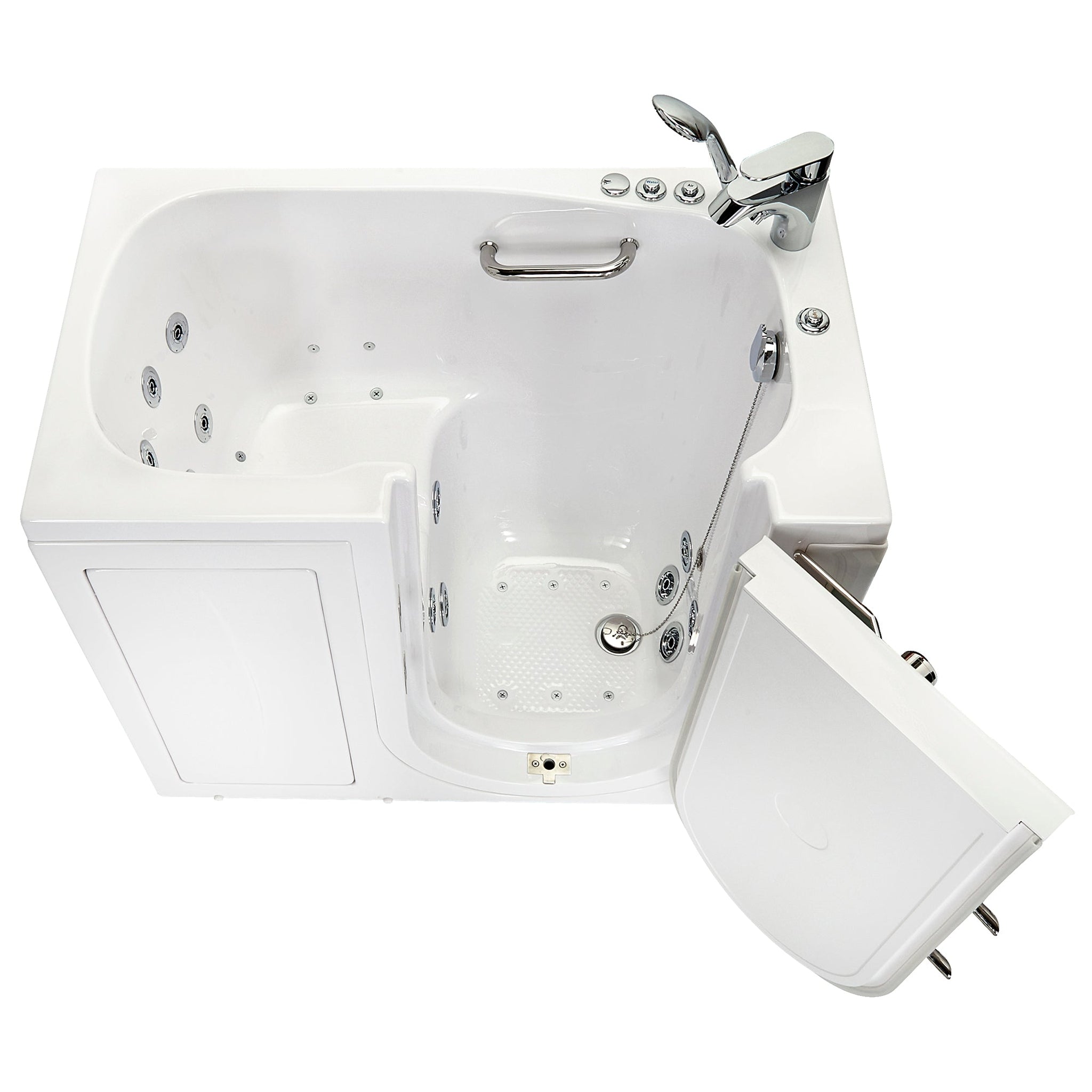 Ella's Bubbles, Ella's Bubbles Mobile 26" x 45" White Acrylic Air and Hydro Massage Walk-In Bathtub With 2 Piece Fast Fill Faucet, 2" Dual Drain and Right Outward Swing Door