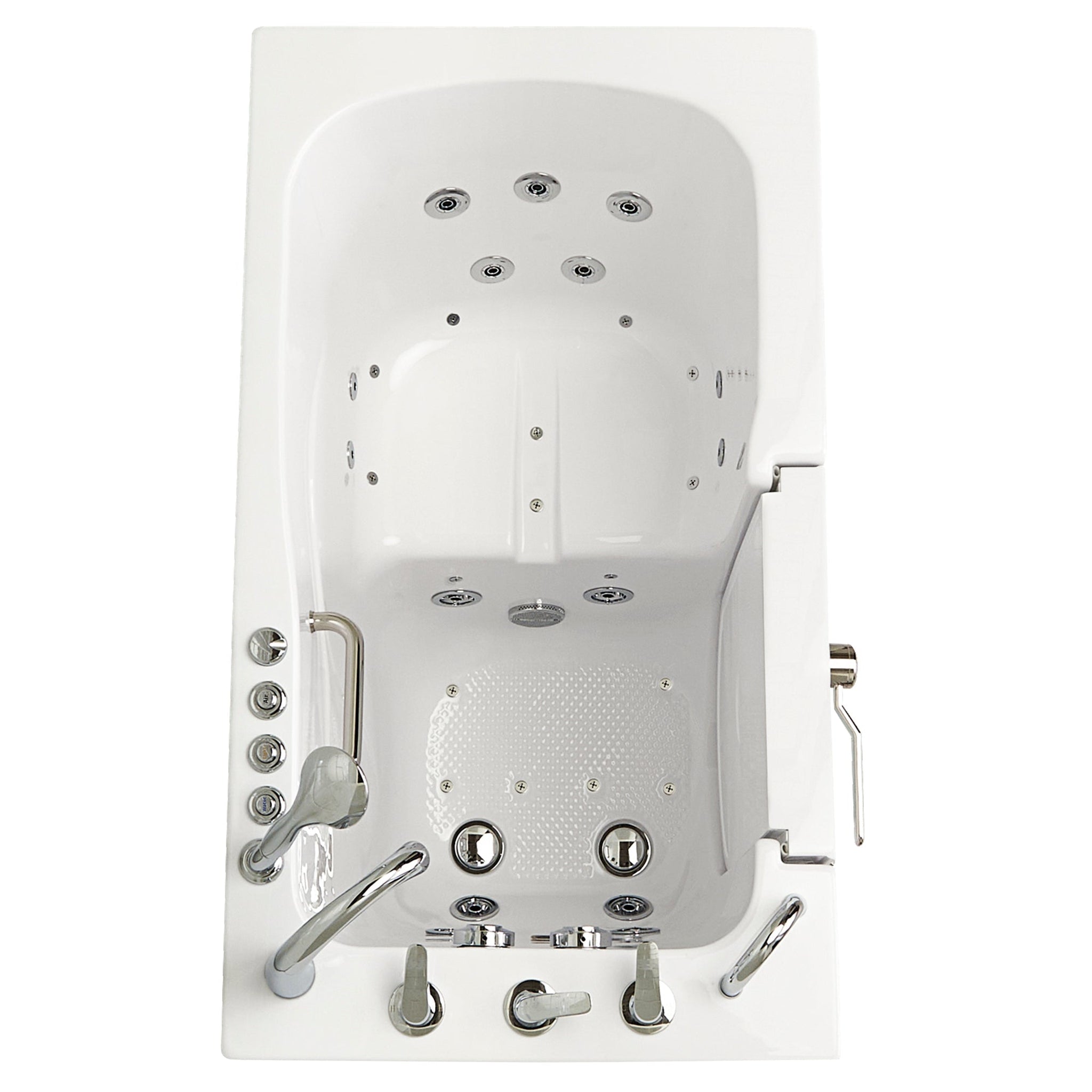 Ella's Bubbles, Ella's Bubbles Monaco 32" x 52" White Acrylic Air and Hydro Massage Walk-In Bathtub With 5-Piece Fast Fill Faucet, 2" Dual Drain and Right Outward Swing Door