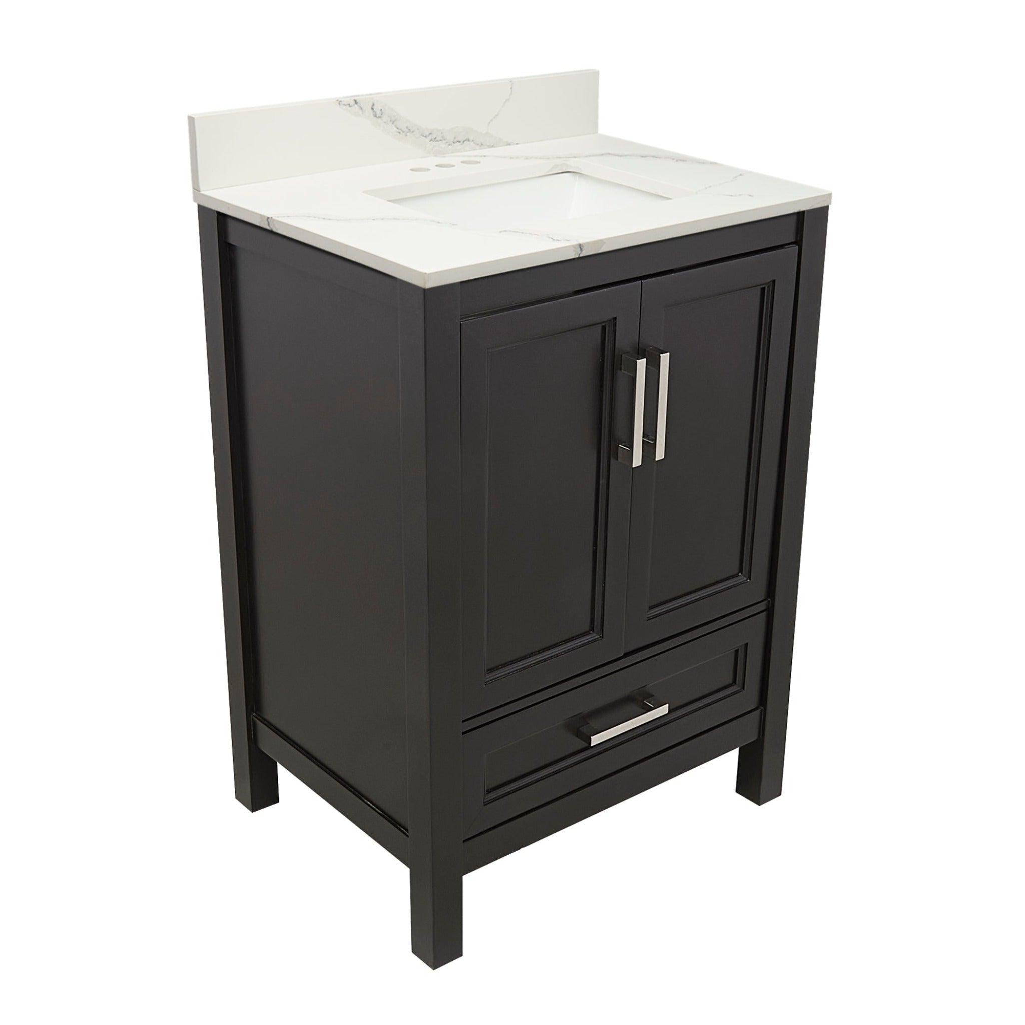 Ella's Bubbles, Ella’s Bubbles Nevado 25" Espresso Bathroom Vanity With Calacatta White Quartz Stone Top With Backsplash and Sink