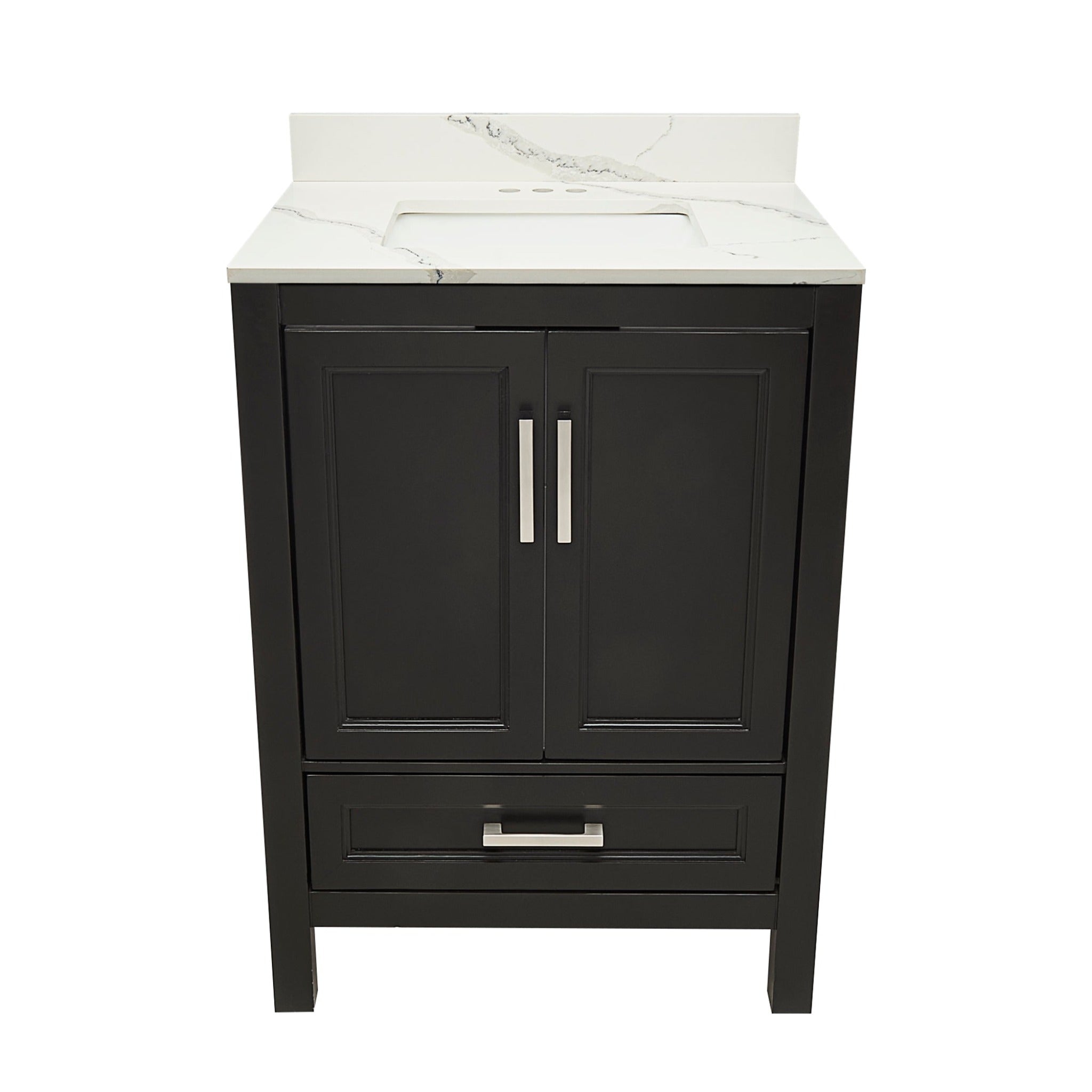 Ella's Bubbles, Ella’s Bubbles Nevado 25" Espresso Bathroom Vanity With Calacatta White Quartz Stone Top With Backsplash and Sink