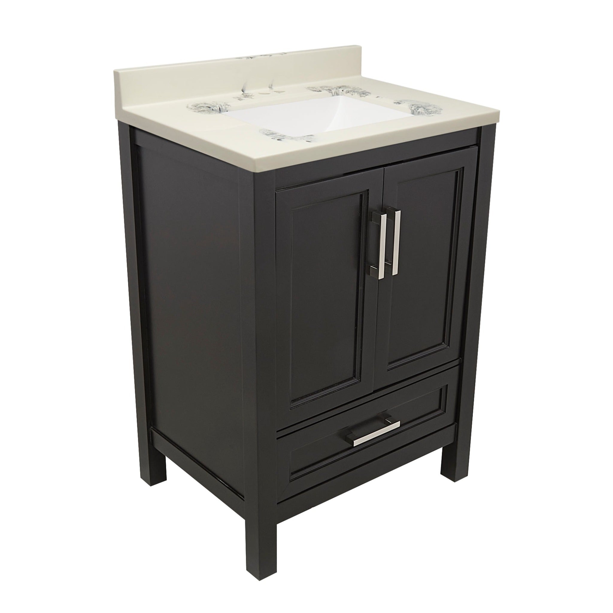 Ella's Bubbles, Ella's Bubbles Nevado 25" Espresso Bathroom Vanity With Carrara White Cultured Marble Top With Backsplash and Sink