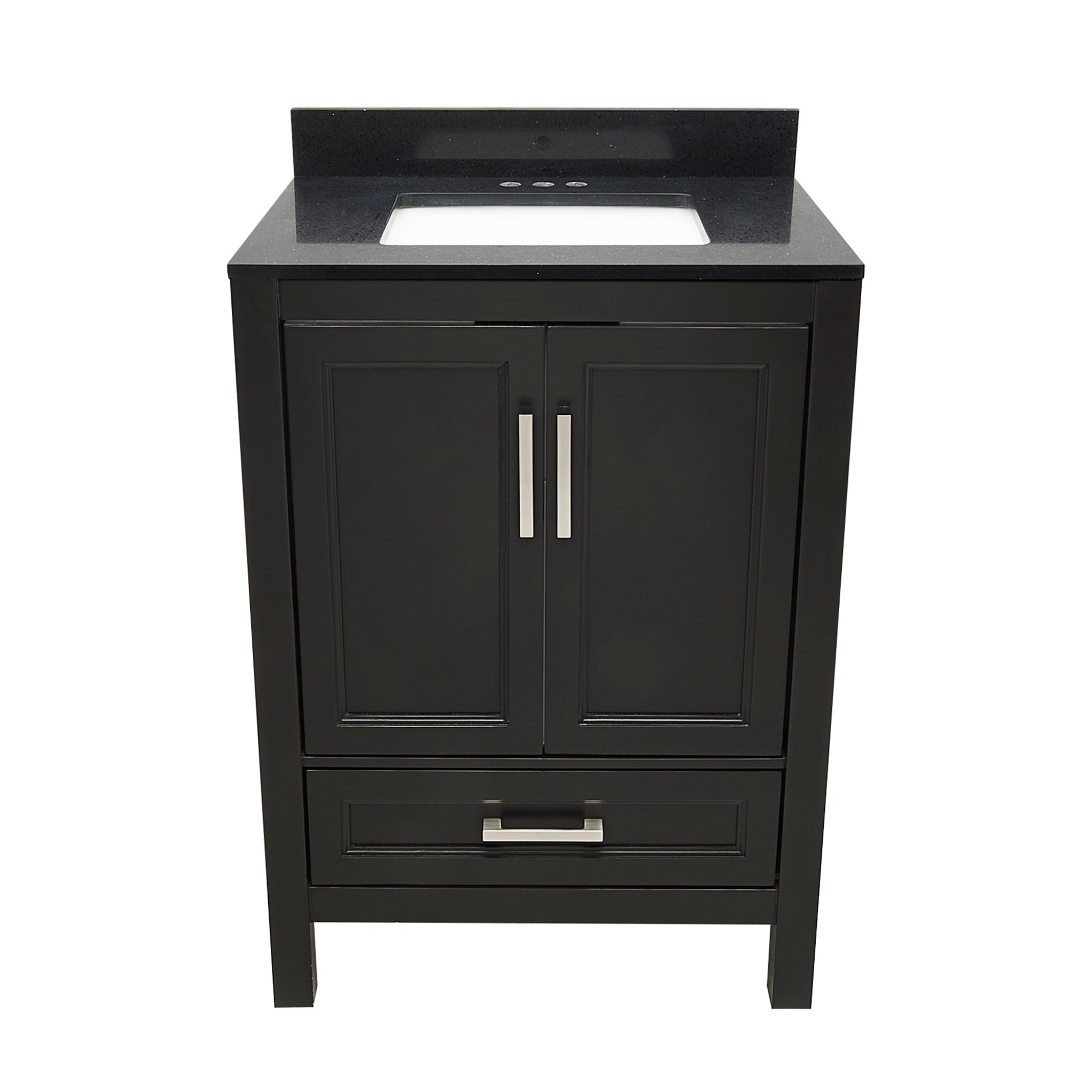 Ella's Bubbles, Ella’s Bubbles Nevado 25" Espresso Bathroom Vanity With Galaxy Black Quartz Stone Top With Backsplash and Sink