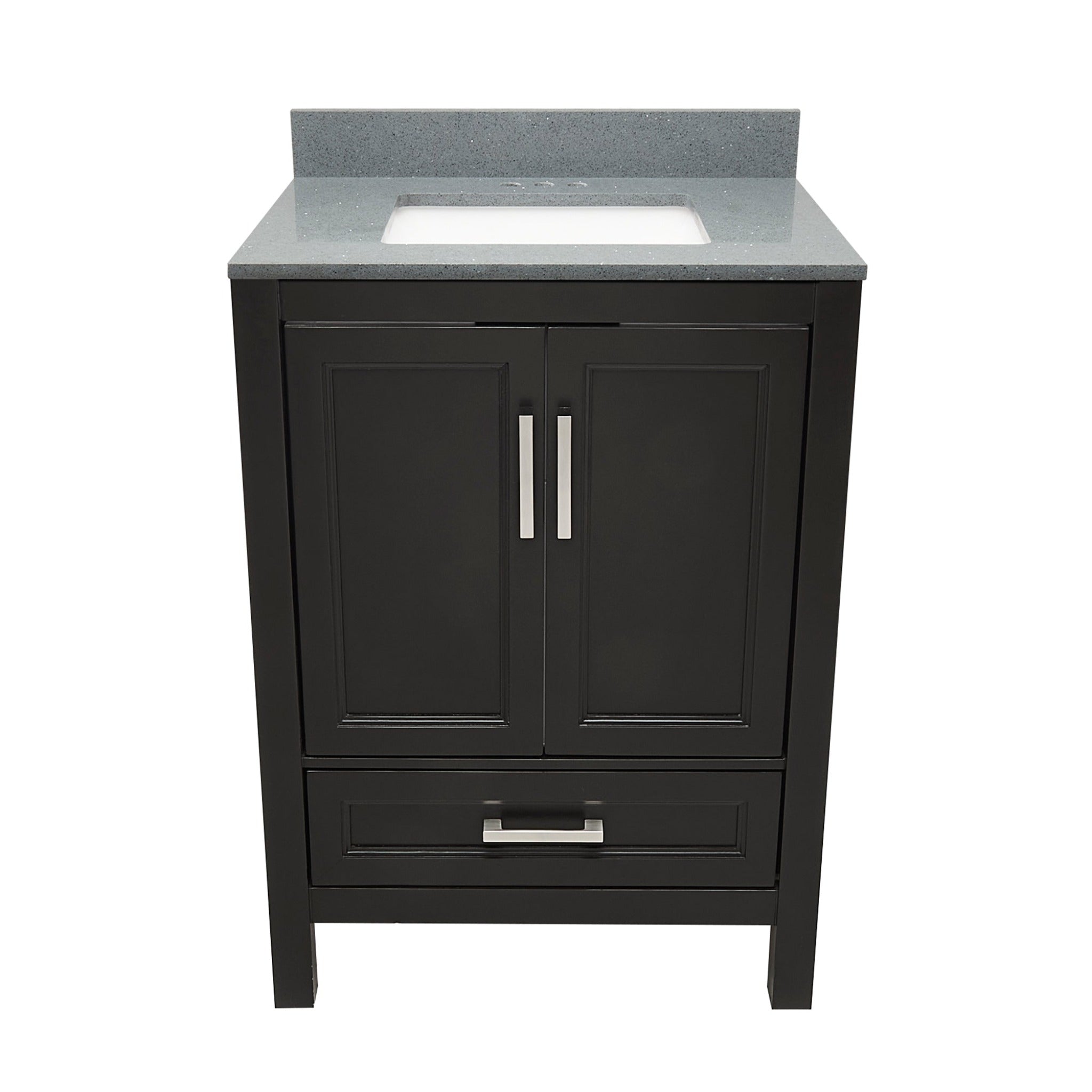 Ella's Bubbles, Ella’s Bubbles Nevado 25" Espresso Bathroom Vanity With Galaxy Gray Quartz Stone Top With Backsplash and Sink