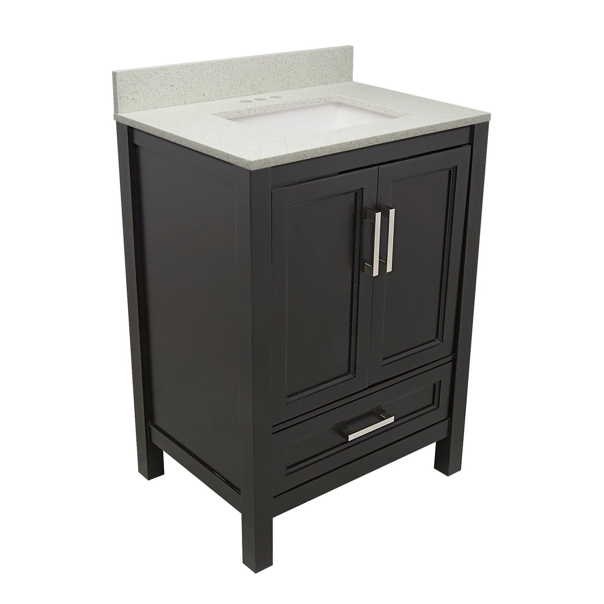 Ella's Bubbles, Ella’s Bubbles Nevado 25" Espresso Bathroom Vanity With Galaxy White Quartz Stone Top With Backsplash and Sink