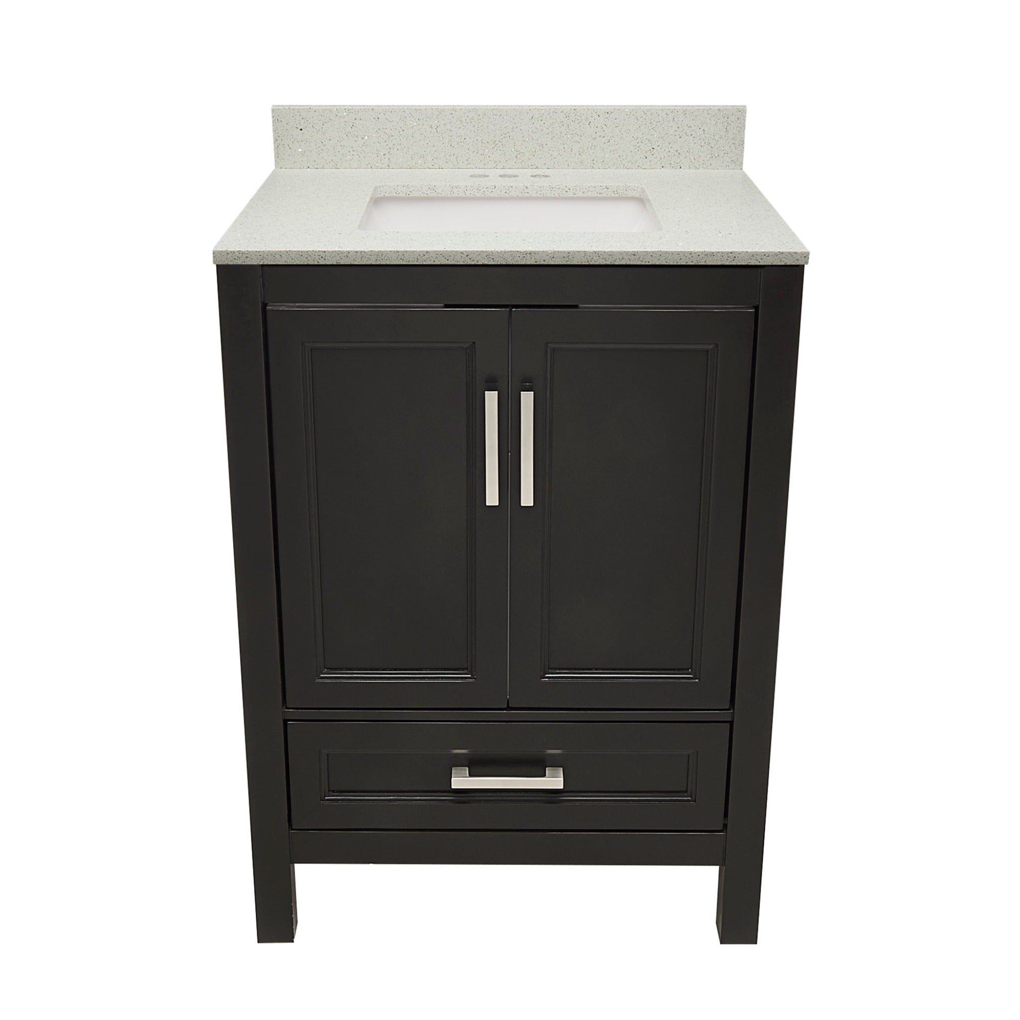 Ella's Bubbles, Ella’s Bubbles Nevado 25" Espresso Bathroom Vanity With Galaxy White Quartz Stone Top With Backsplash and Sink