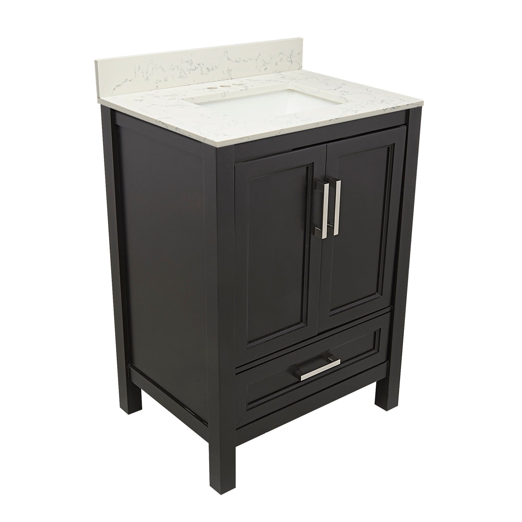 Ella's Bubbles, Ella’s Bubbles Nevado 25" Espresso Bathroom Vanity With Lyra White Quartz Stone Top With Backsplash and Sink