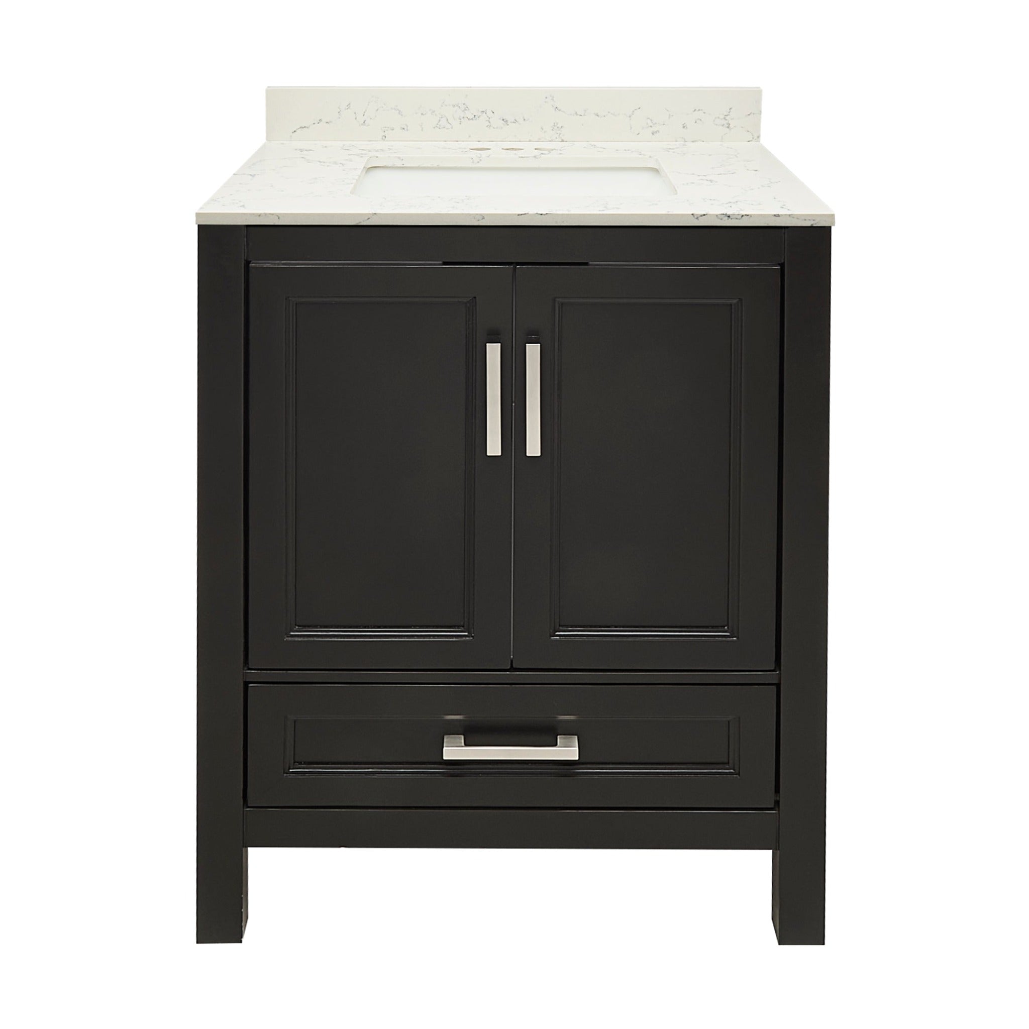 Ella's Bubbles, Ella’s Bubbles Nevado 25" Espresso Bathroom Vanity With Lyra White Quartz Stone Top With Backsplash and Sink