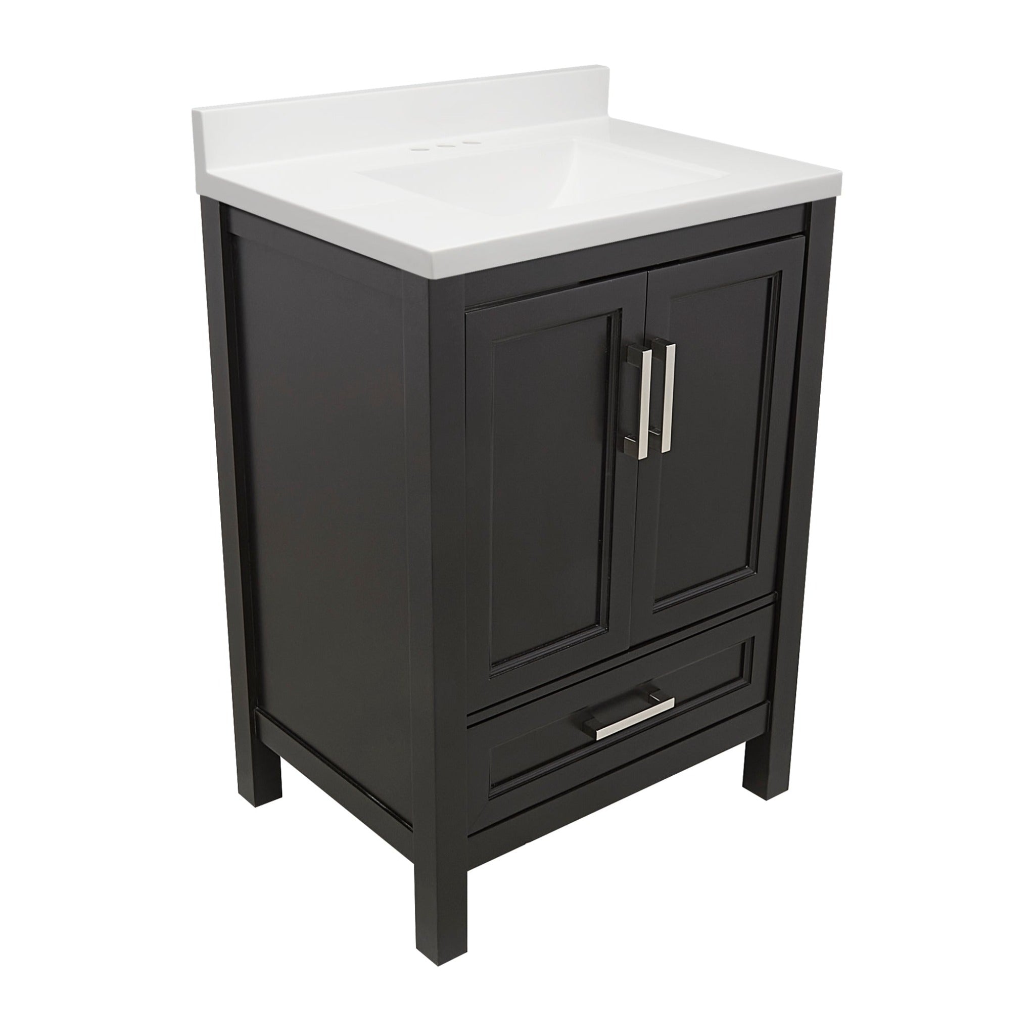 Ella's Bubbles, Ella’s Bubbles Nevado 25" Espresso Bathroom Vanity With White Cultured Marble Top With White Backsplash and Sink