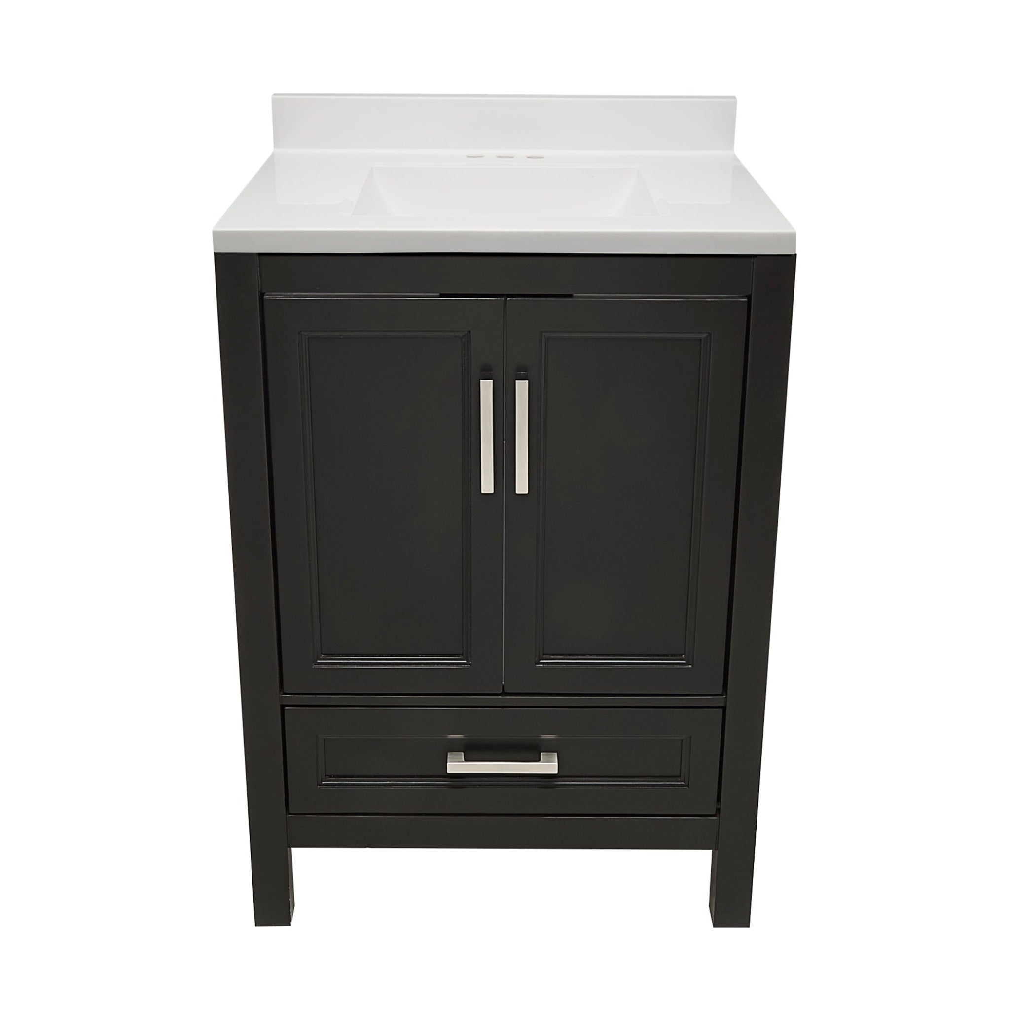 Ella's Bubbles, Ella’s Bubbles Nevado 25" Espresso Bathroom Vanity With White Cultured Marble Top With White Backsplash and Sink