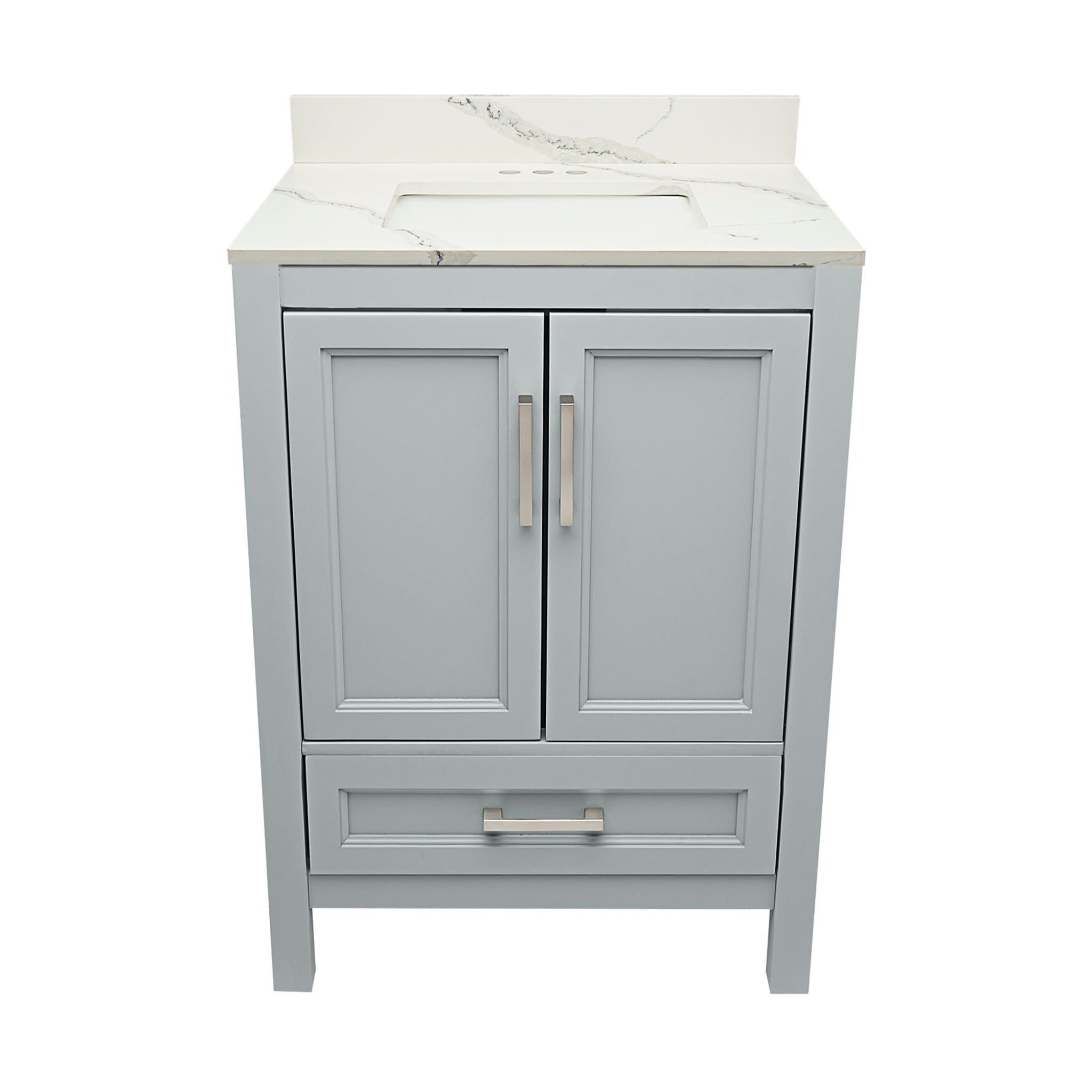 Ella's Bubbles, Ella’s Bubbles Nevado 25" Gray Bathroom Vanity With Calacatta White Quartz Stone Top With Backsplash and Sink