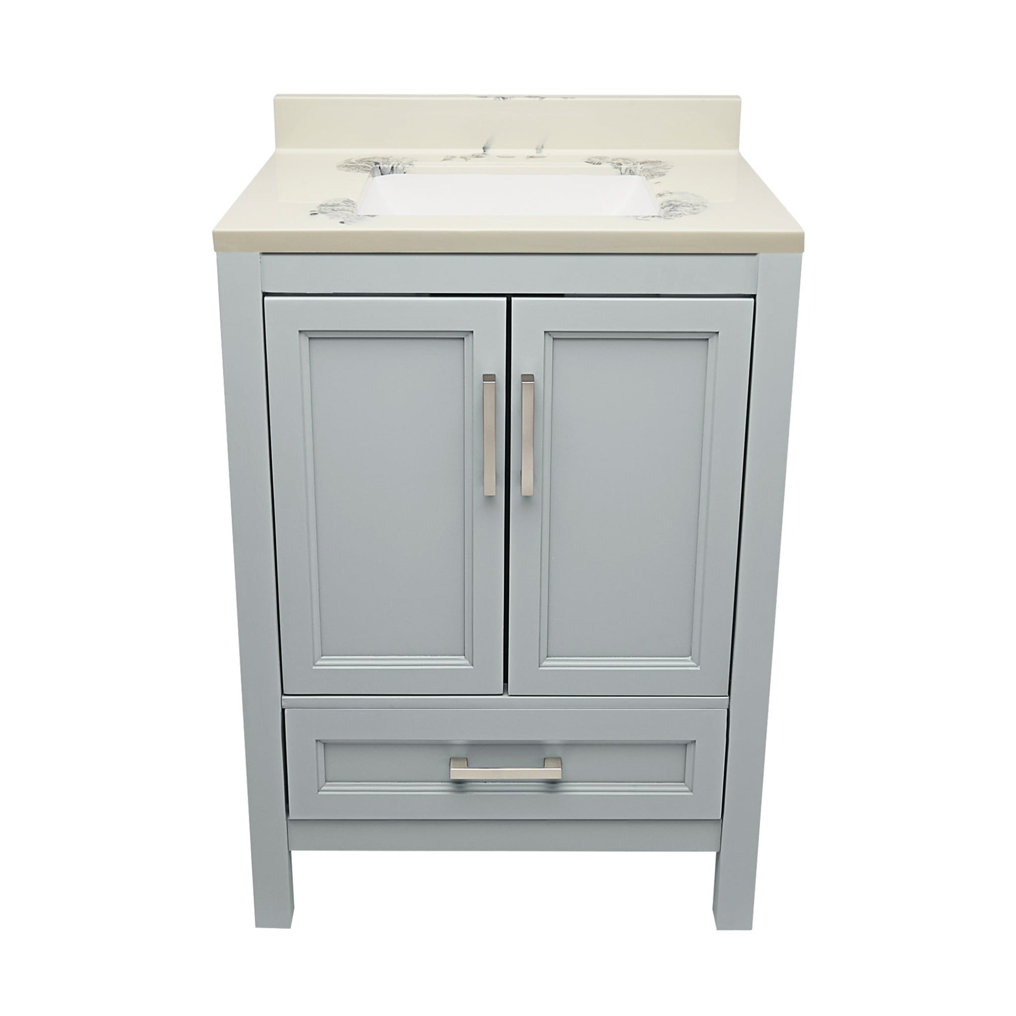 Ella's Bubbles, Ella’s Bubbles Nevado 25" Gray Bathroom Vanity With Carrara White Cultured Marble Top With Backsplash and Sink