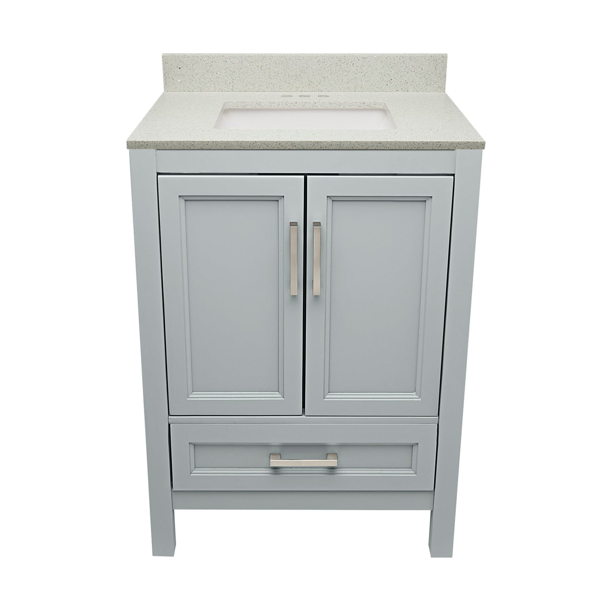 Ella's Bubbles, Ella’s Bubbles Nevado 25" Gray Bathroom Vanity With Galaxy White Quartz Stone Top With Backsplash and Sink