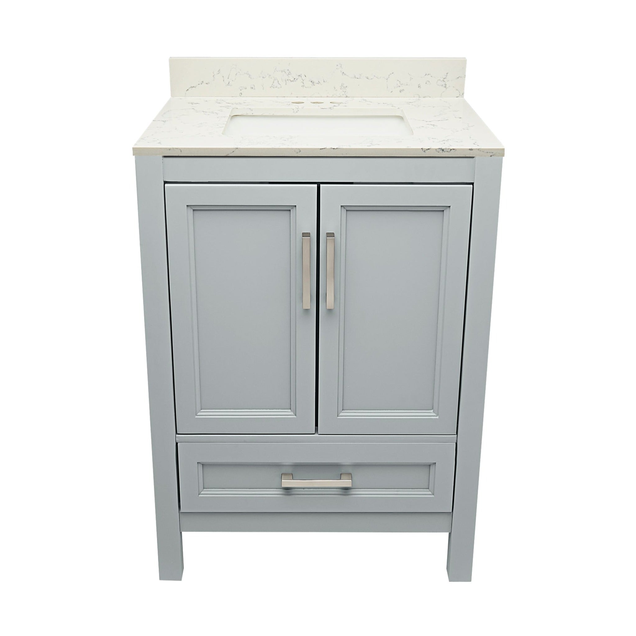 Ella's Bubbles, Ella’s Bubbles Nevado 25" Gray Bathroom Vanity With Lyra White Quartz Stone Top With Backsplash and Sink