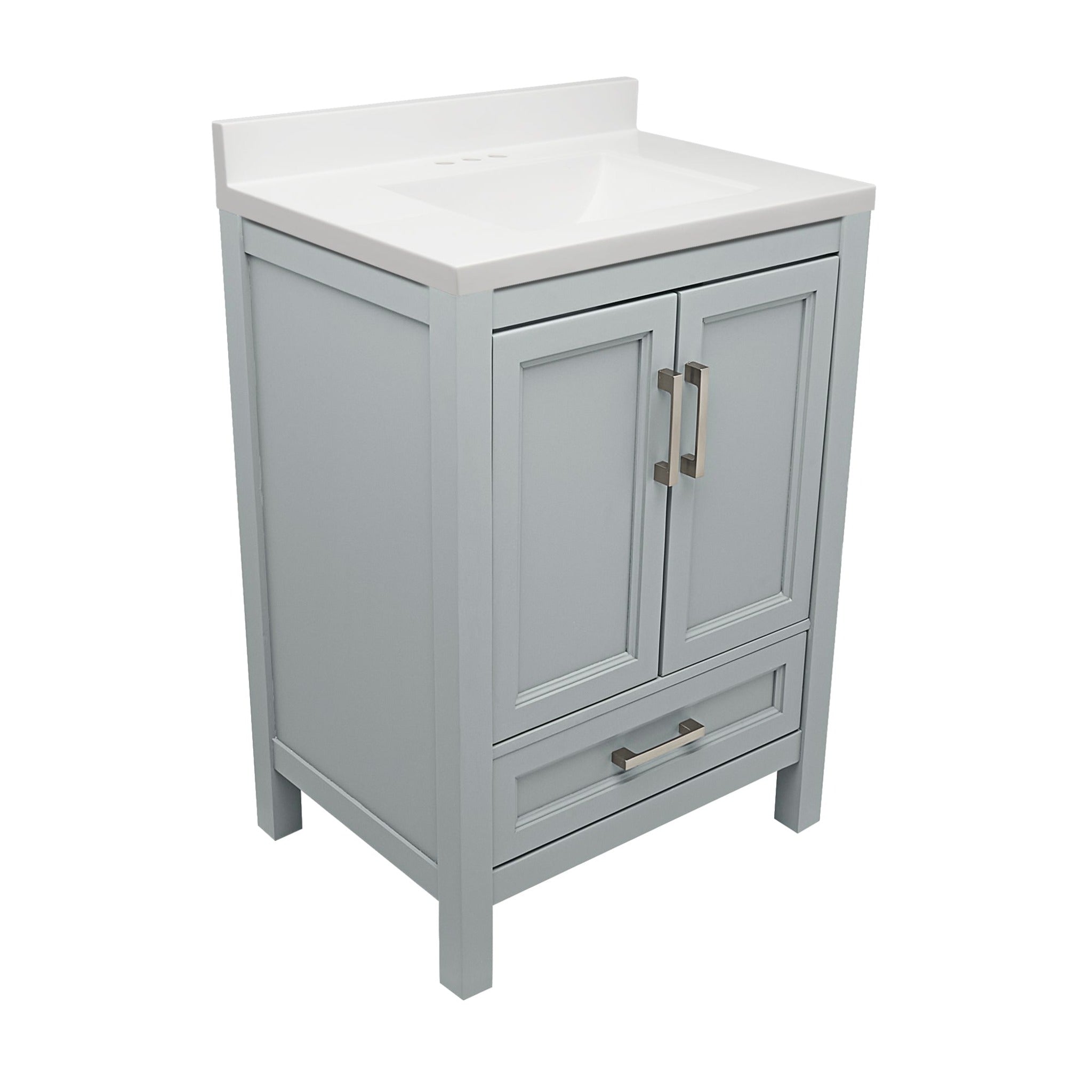 Ella's Bubbles, Ella’s Bubbles Nevado 25" Gray Bathroom Vanity With White Cultured Marble Top With White Backsplash and Sink