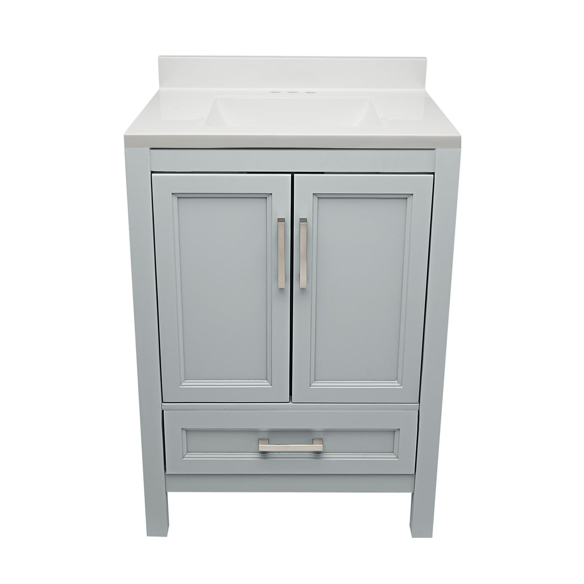 Ella's Bubbles, Ella’s Bubbles Nevado 25" Gray Bathroom Vanity With White Cultured Marble Top With White Backsplash and Sink