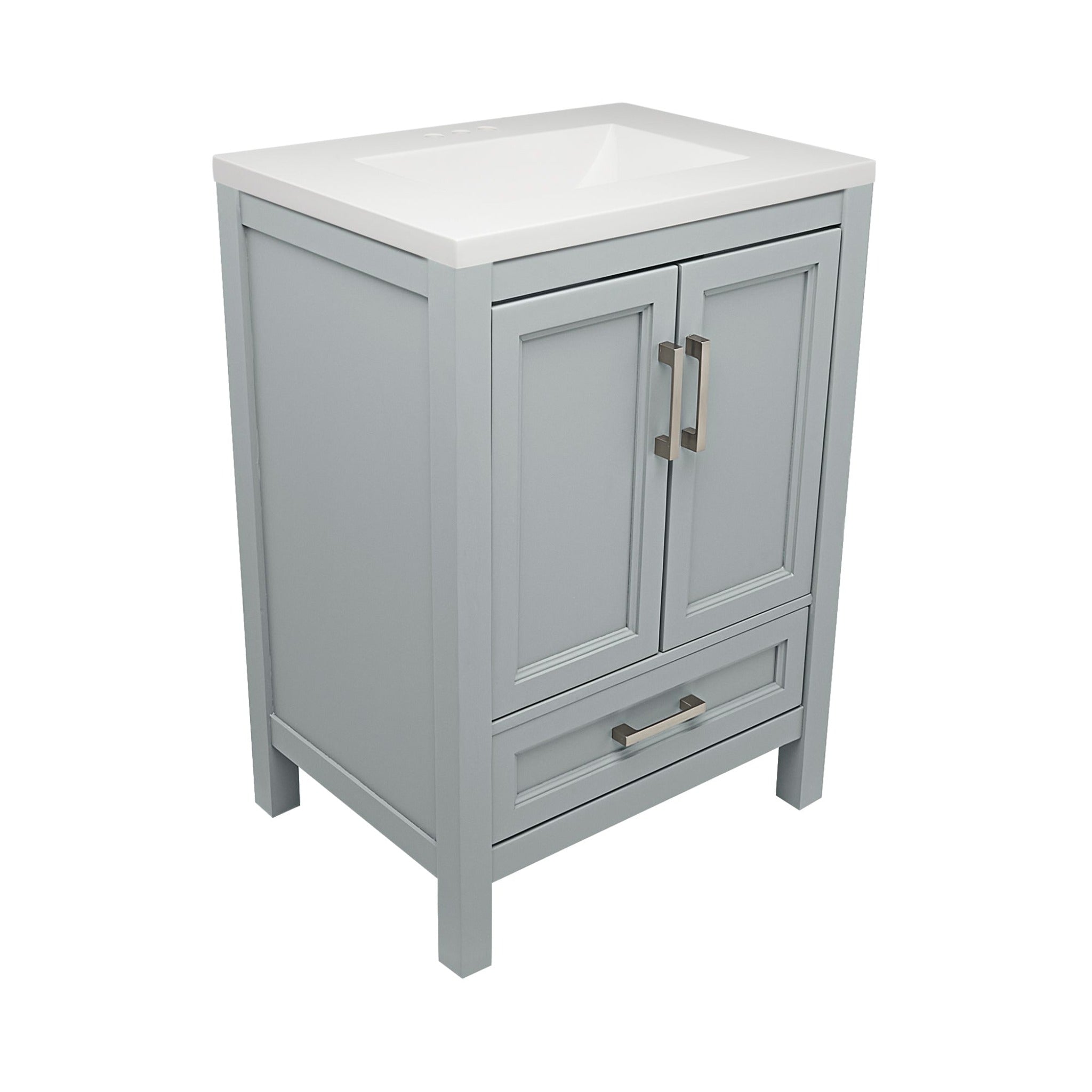 Ella's Bubbles, Ella’s Bubbles Nevado 25" Gray Bathroom Vanity With White Cultured Marble Top and Sink