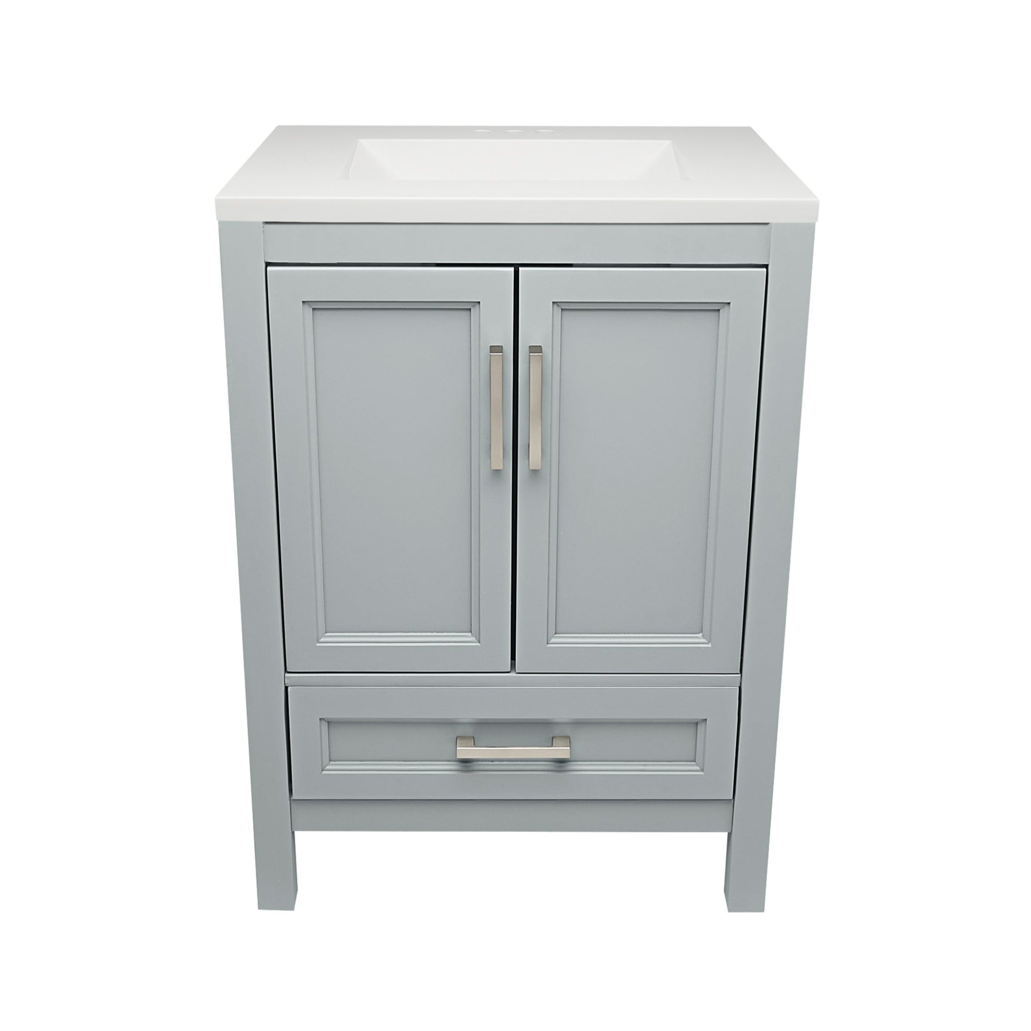 Ella's Bubbles, Ella’s Bubbles Nevado 25" Gray Bathroom Vanity With White Cultured Marble Top and Sink