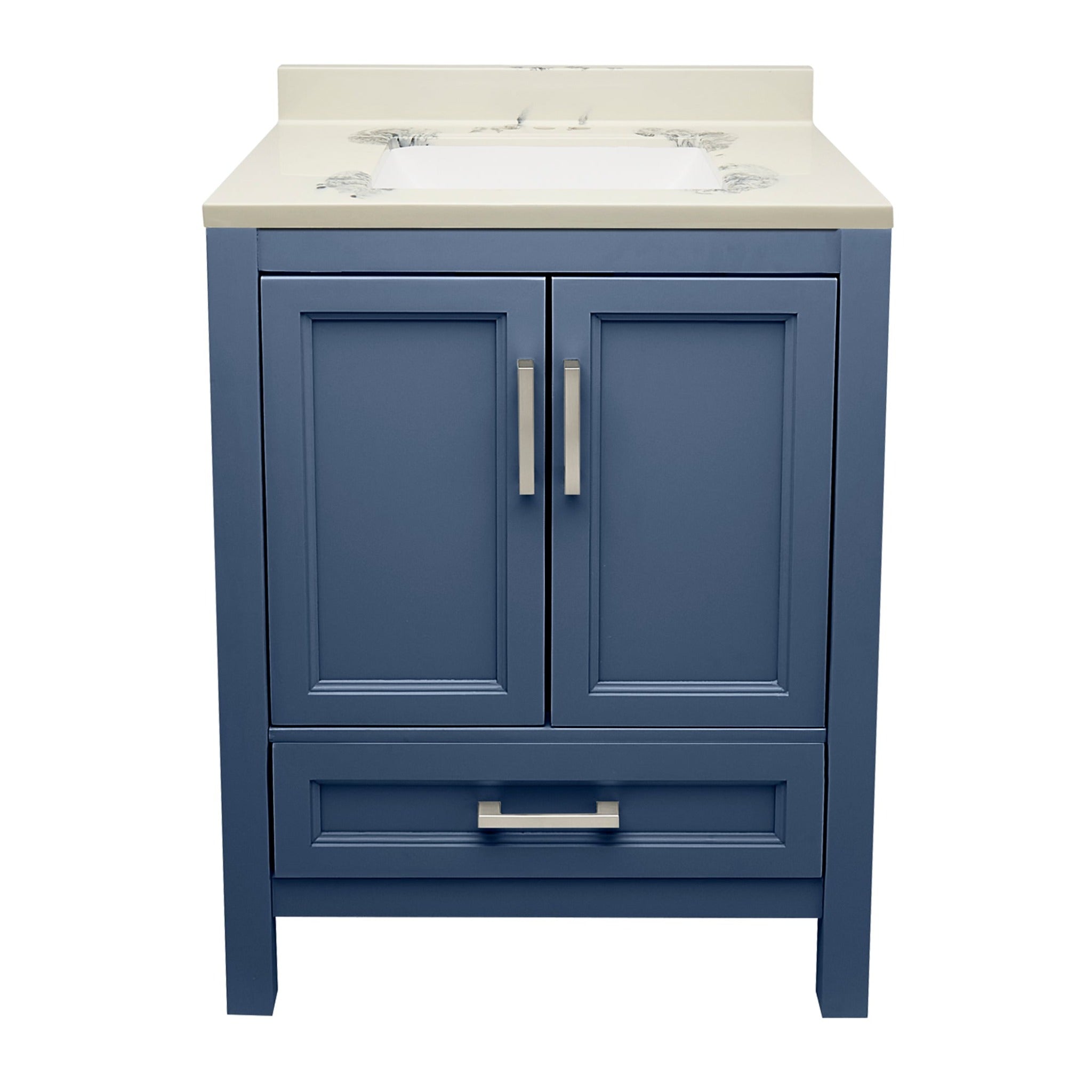 Ella's Bubbles, Ella’s Bubbles Nevado 25" Navy Blue Bathroom Vanity With Carrara White Cultured Marble Top With Backsplash and Sink