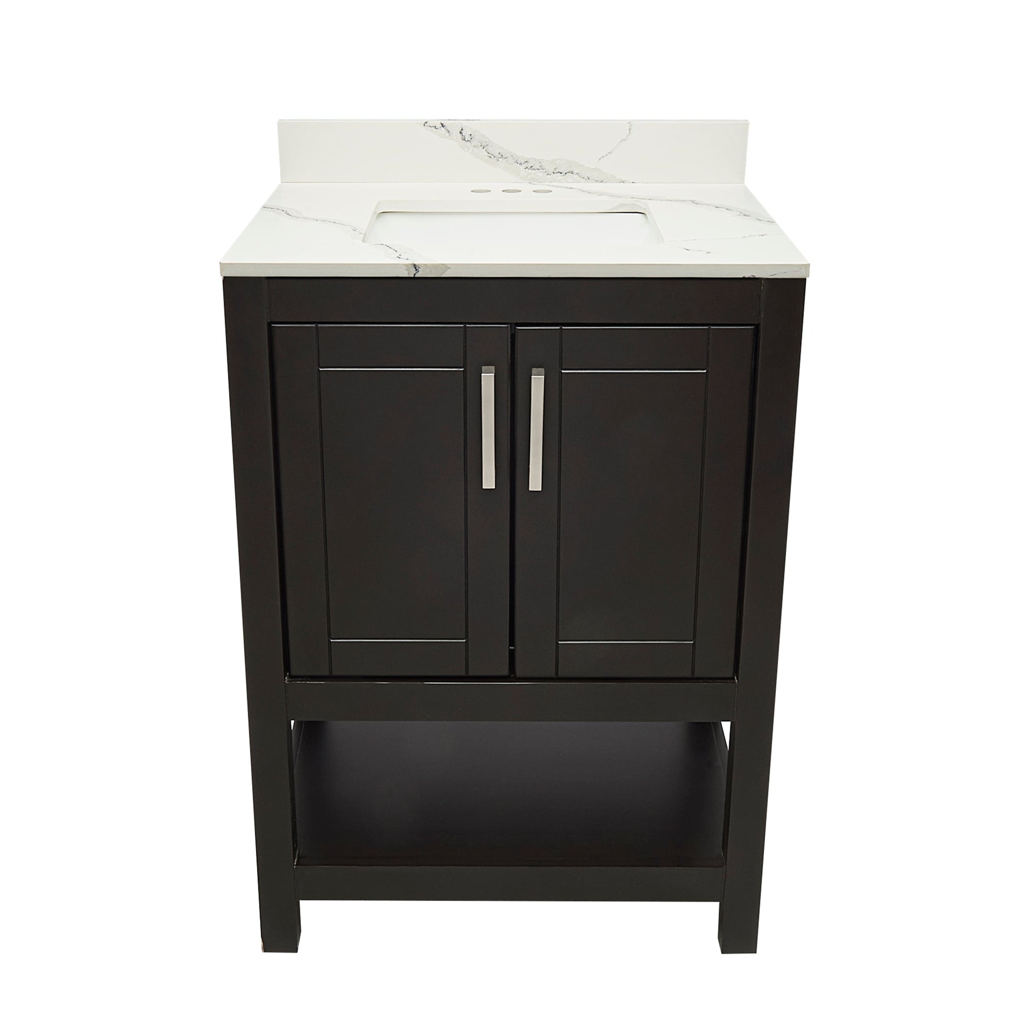 Ella's Bubbles, Ella's Bubbles Taos 25" Espresso Bathroom Vanity With Calacatta White Quartz Stone Top With Backsplash and Sink