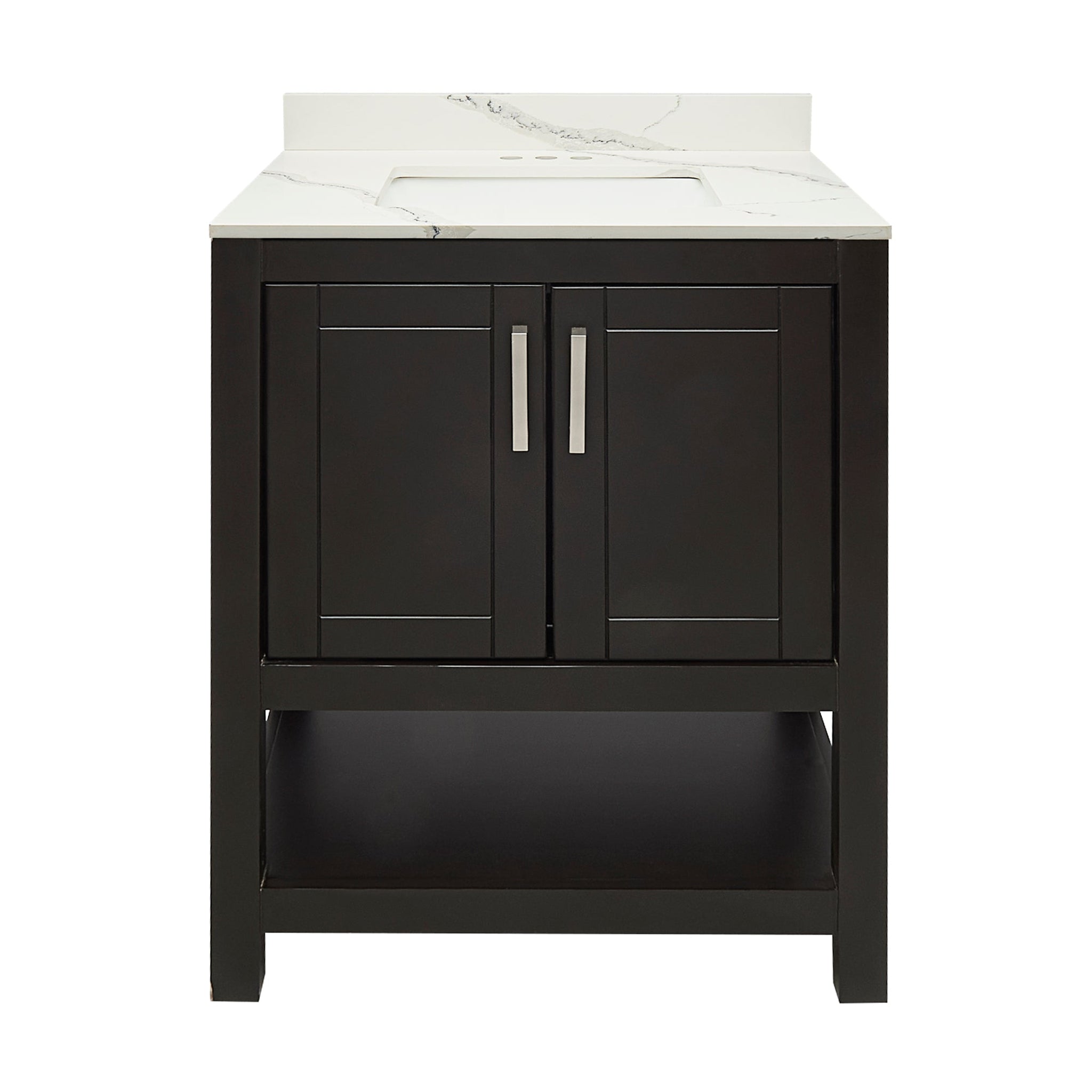 Ella's Bubbles, Ella's Bubbles Taos 25" Espresso Bathroom Vanity With Calacatta White Quartz Stone Top With Backsplash and Sink