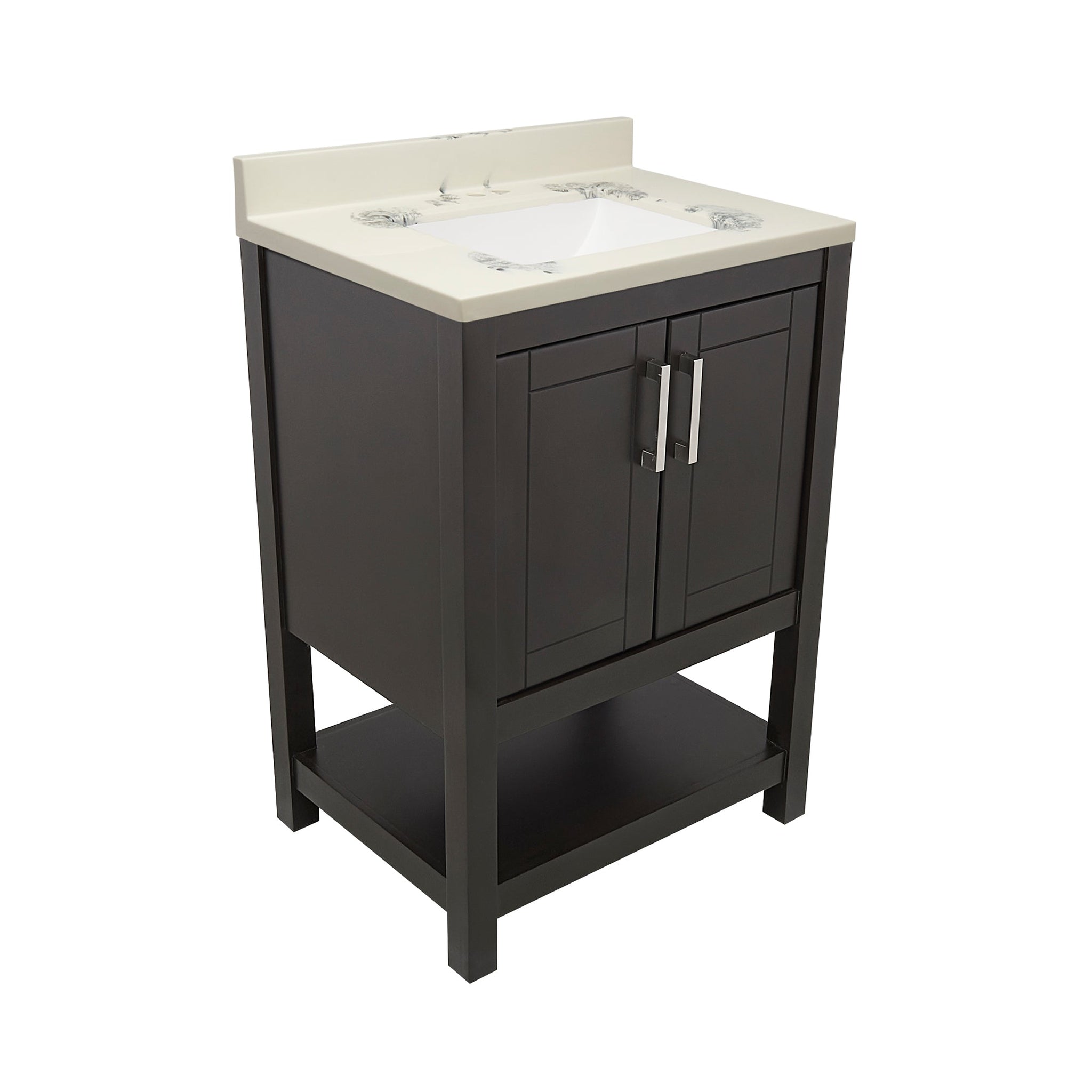 Ella's Bubbles, Ella's Bubbles Taos 25" Espresso Bathroom Vanity With Carrara White Cultured Marble Top With Backsplash and Sink