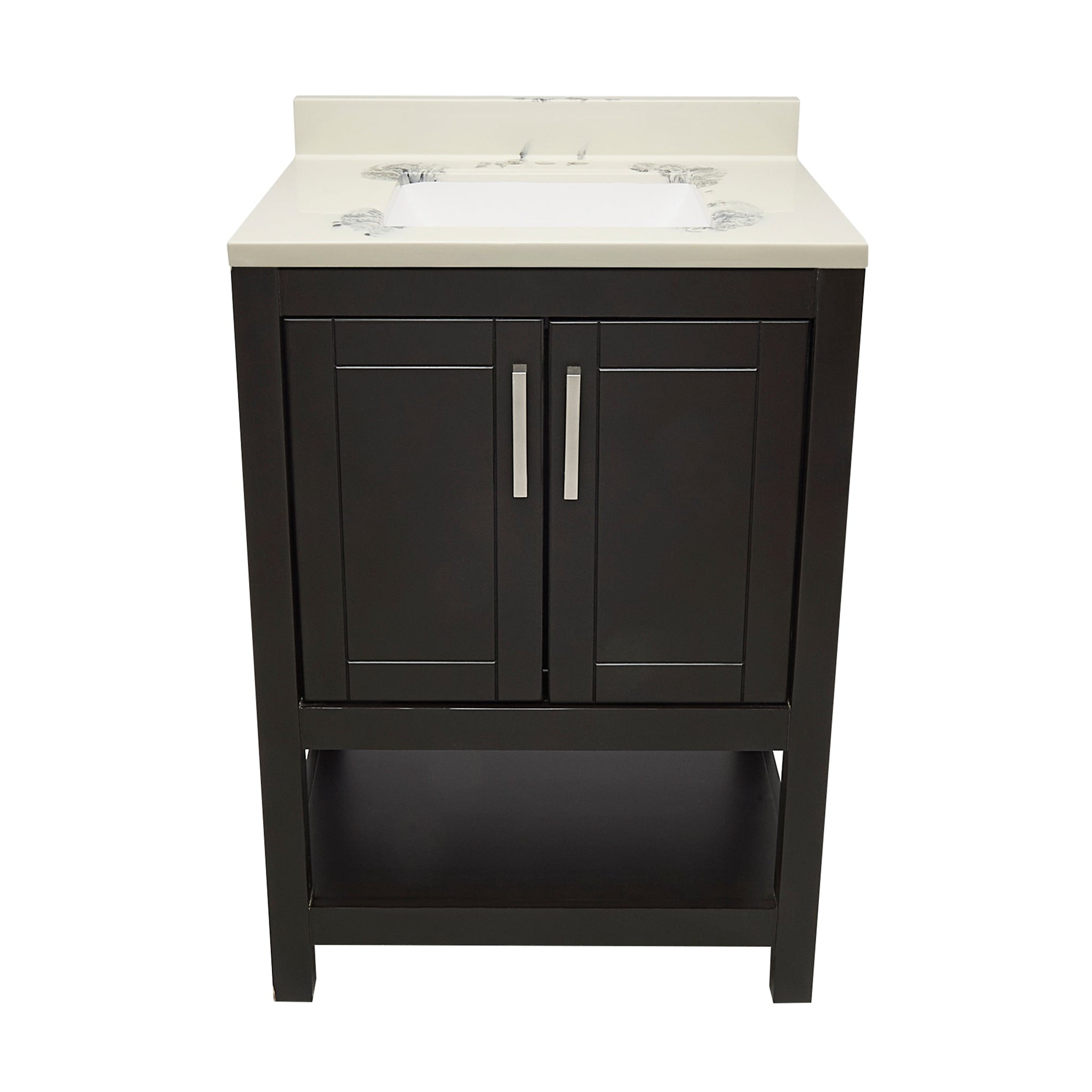 Ella's Bubbles, Ella's Bubbles Taos 25" Espresso Bathroom Vanity With Carrara White Cultured Marble Top With Backsplash and Sink