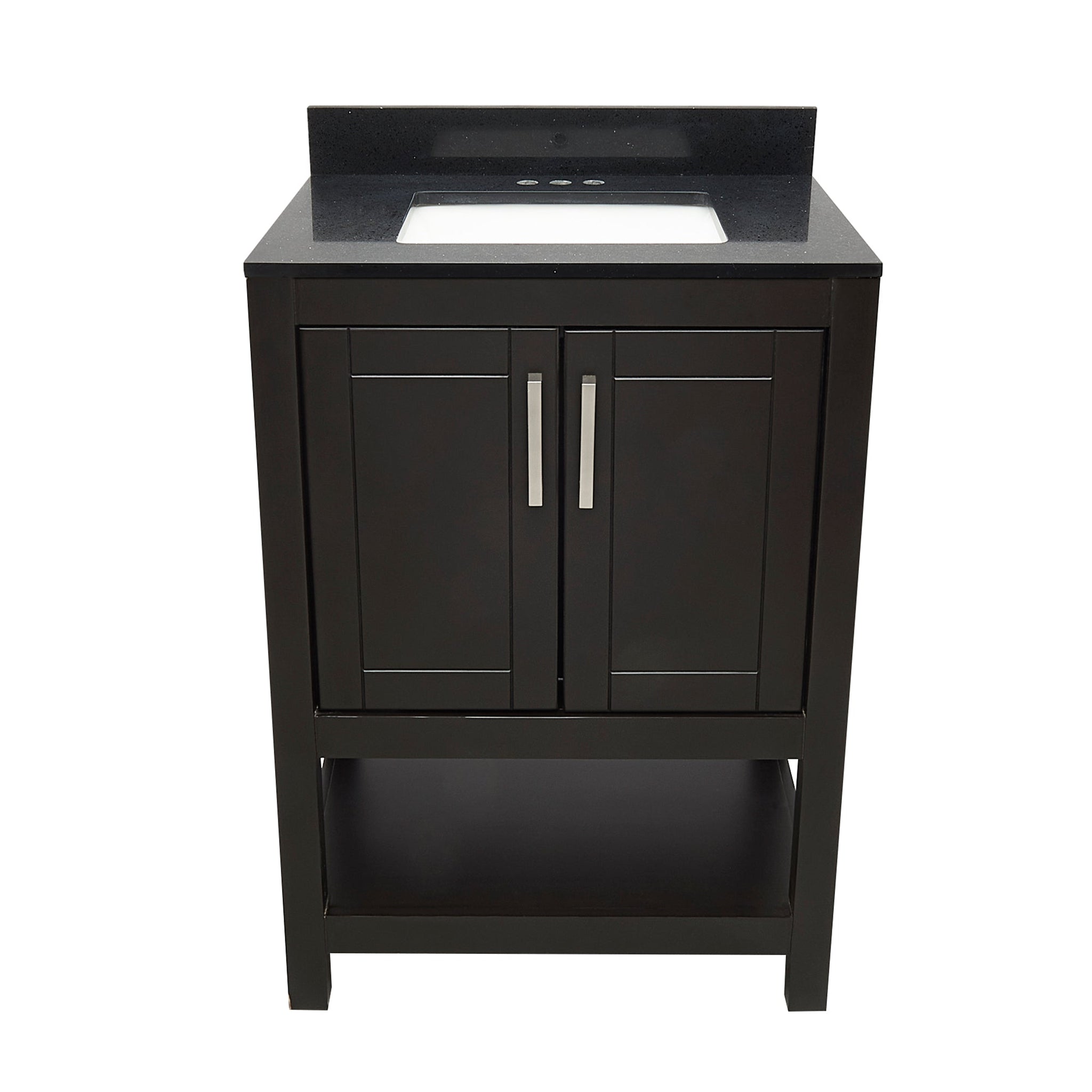 Ella's Bubbles, Ella's Bubbles Taos 25" Espresso Bathroom Vanity With Galaxy Black Quartz Stone Top With Backsplash and Sink