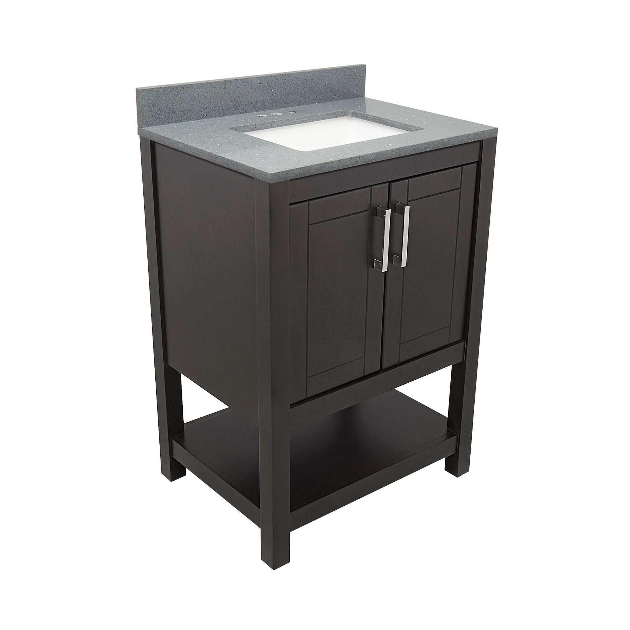 Ella's Bubbles, Ella's Bubbles Taos 25" Espresso Bathroom Vanity With Galaxy Gray Quartz Stone Top With Backsplash and Sink