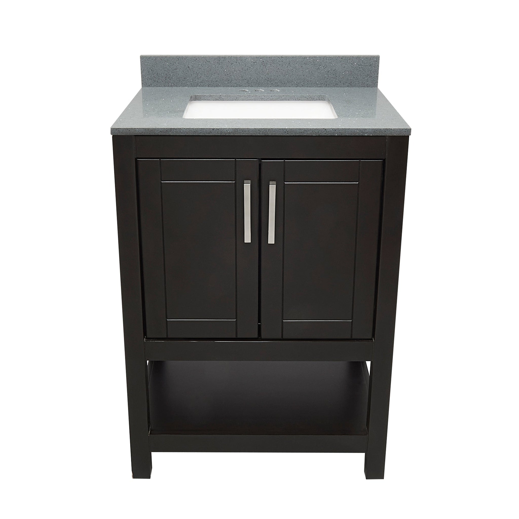 Ella's Bubbles, Ella's Bubbles Taos 25" Espresso Bathroom Vanity With Galaxy Gray Quartz Stone Top With Backsplash and Sink