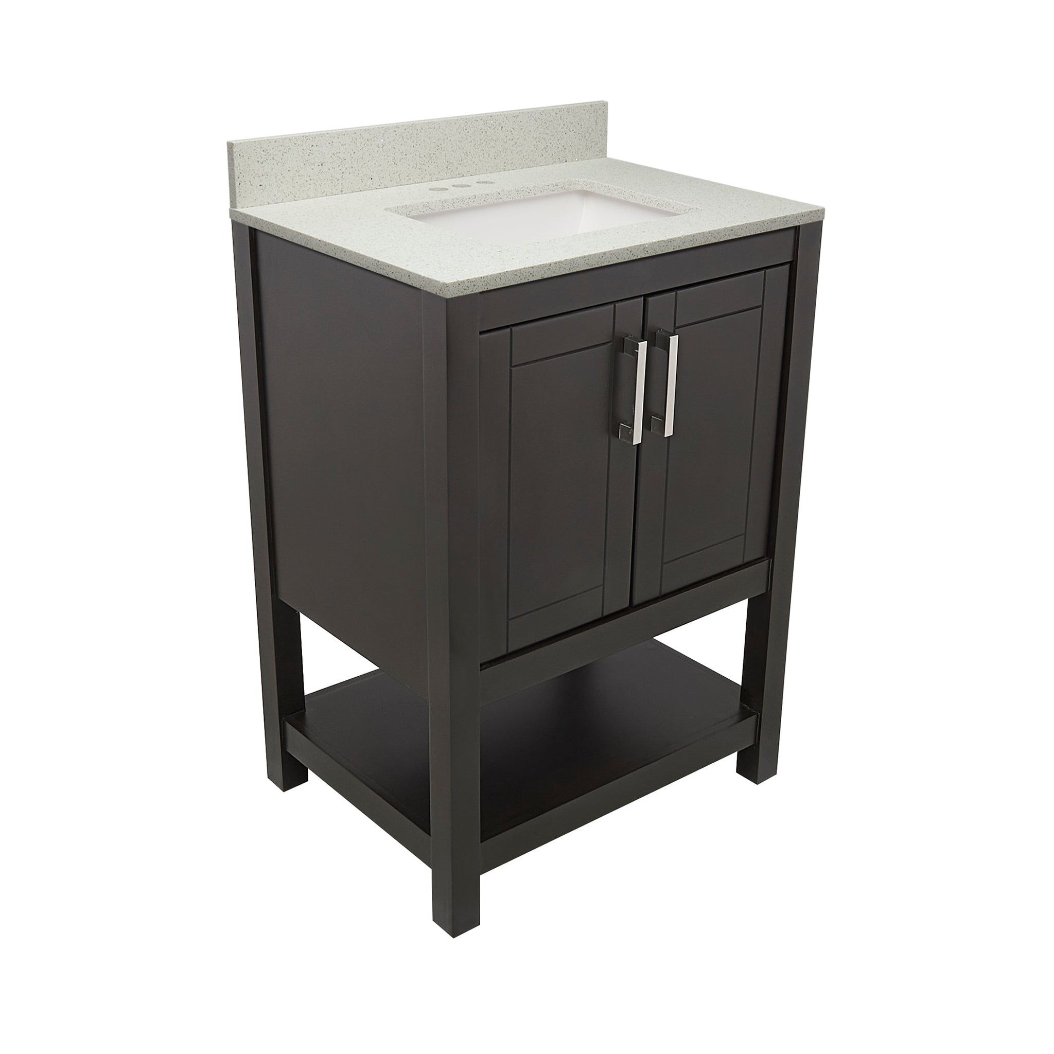 Ella's Bubbles, Ella's Bubbles Taos 25" Espresso Bathroom Vanity With Galaxy White Quartz Stone Top With Backsplash and Sink