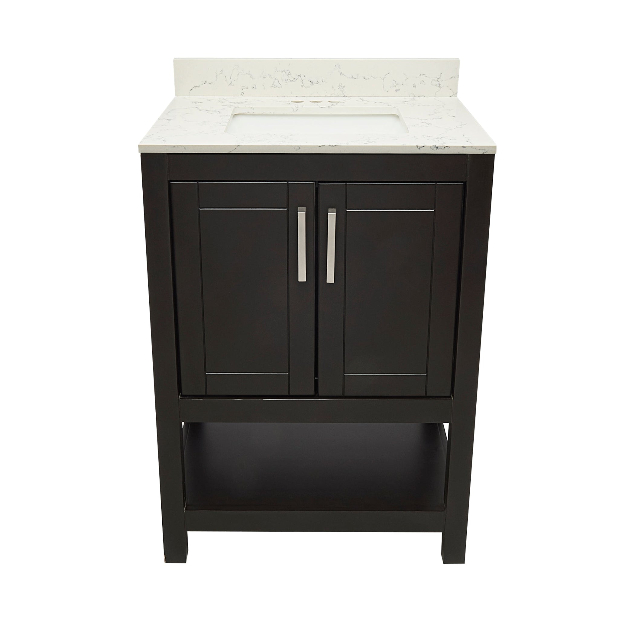 Ella's Bubbles, Ella's Bubbles Taos 25" Espresso Bathroom Vanity With Lyra White Quartz Stone Top With Backsplash and Sink