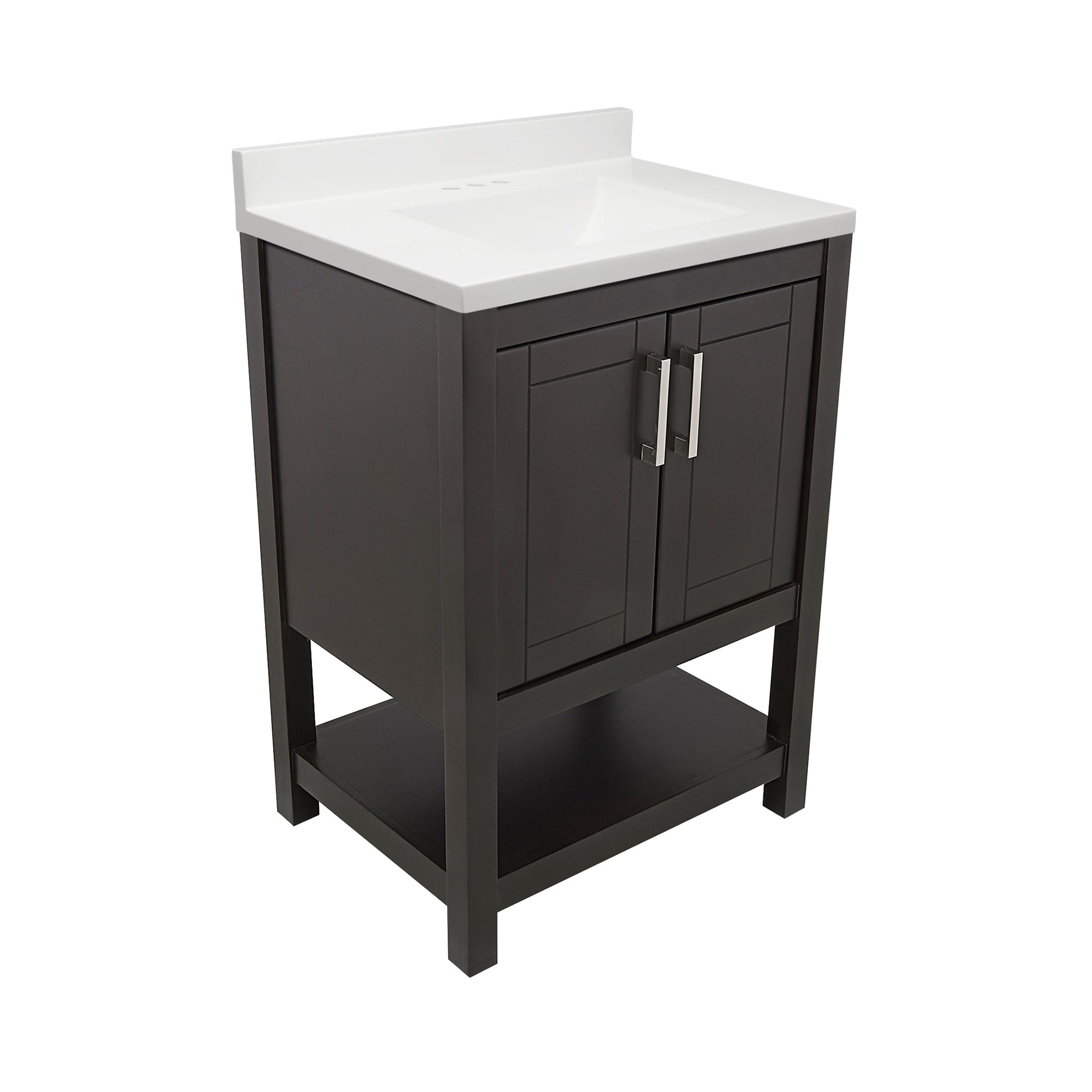 Ella's Bubbles, Ella's Bubbles Taos 25" Espresso Bathroom Vanity With White Cultured Marble Top With White Backsplash and Sink