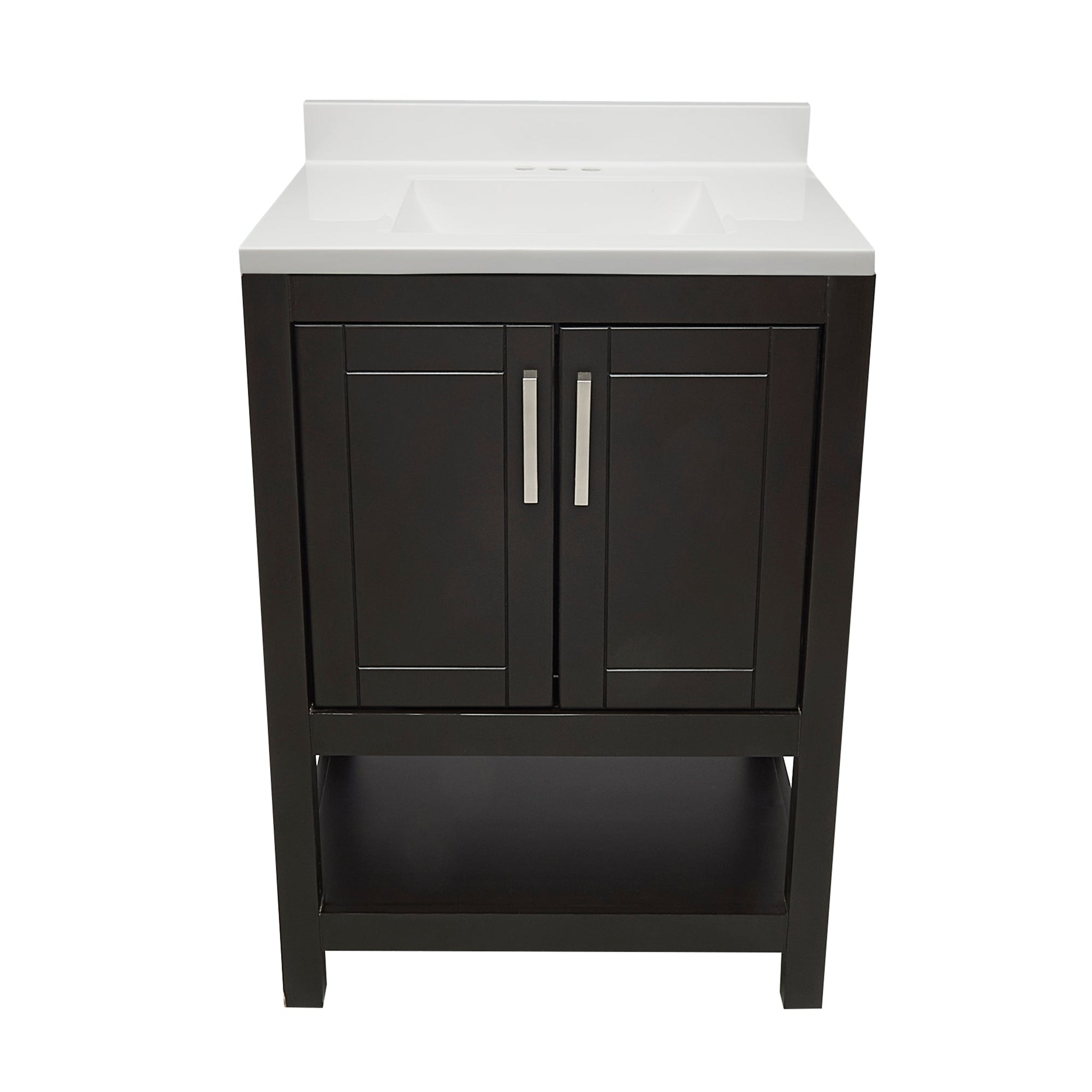 Ella's Bubbles, Ella's Bubbles Taos 25" Espresso Bathroom Vanity With White Cultured Marble Top With White Backsplash and Sink