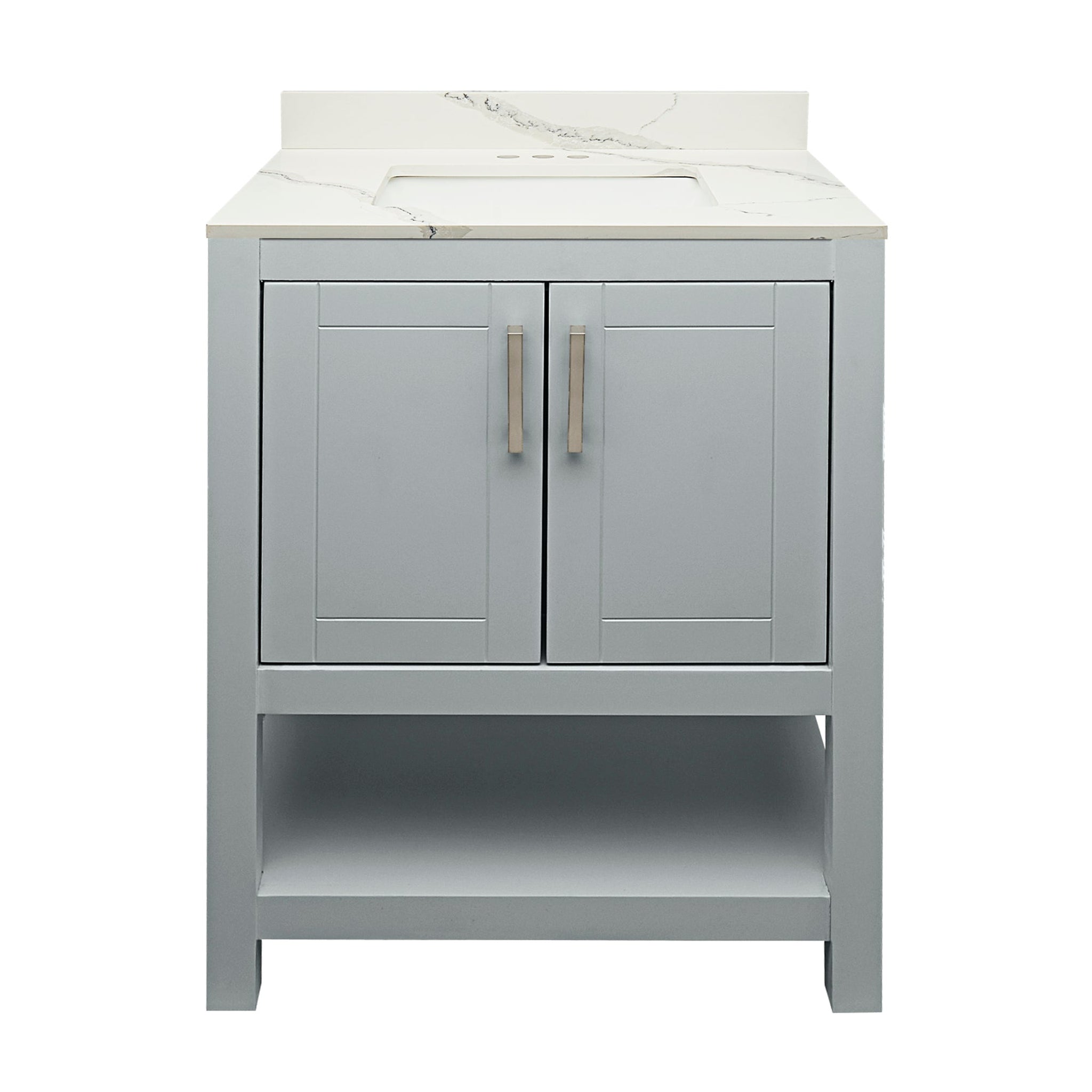 Ella's Bubbles, Ella's Bubbles Taos 25" Gray Bathroom Vanity With Calacatta White Quartz Stone Top With Backsplash and Sink