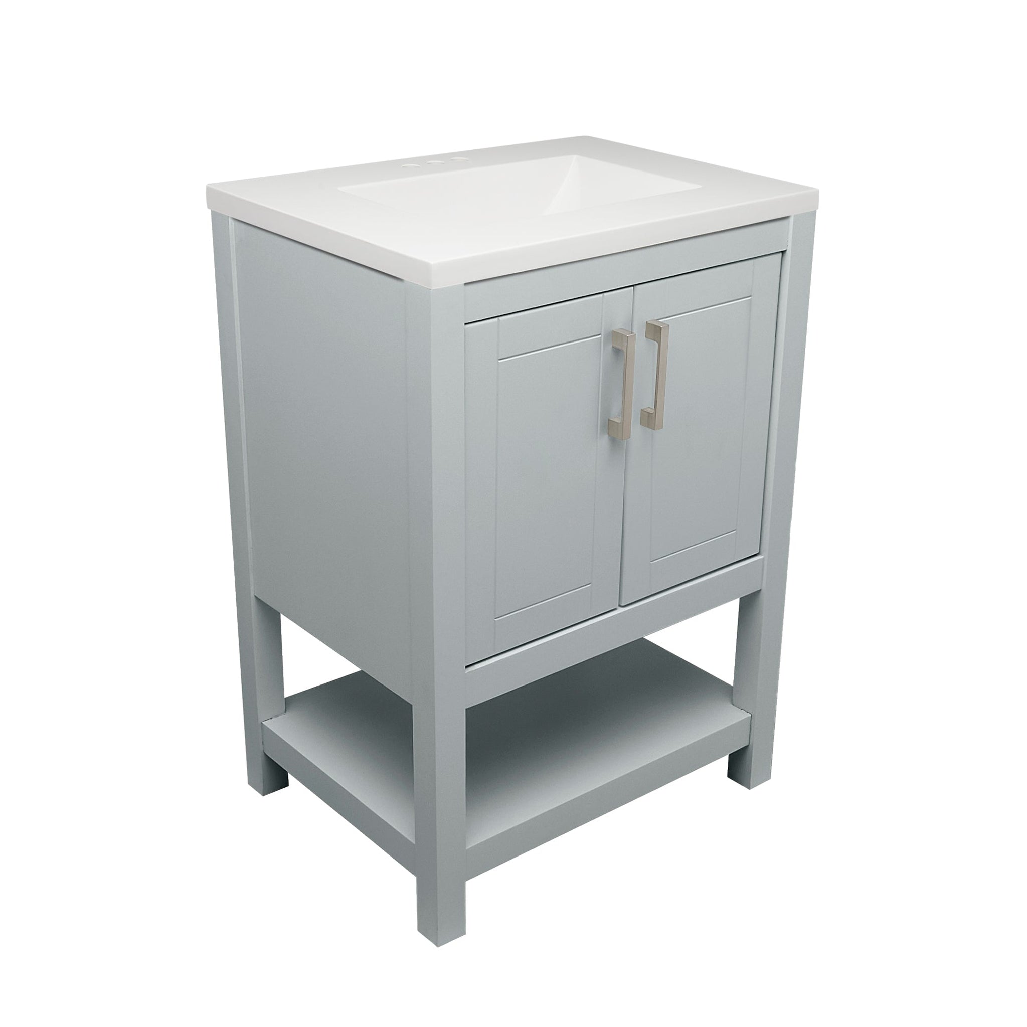 Ella's Bubbles, Ella's Bubbles Taos 25" Gray Bathroom Vanity With Carrara White Cultured Marble Top With Backsplash and Sink