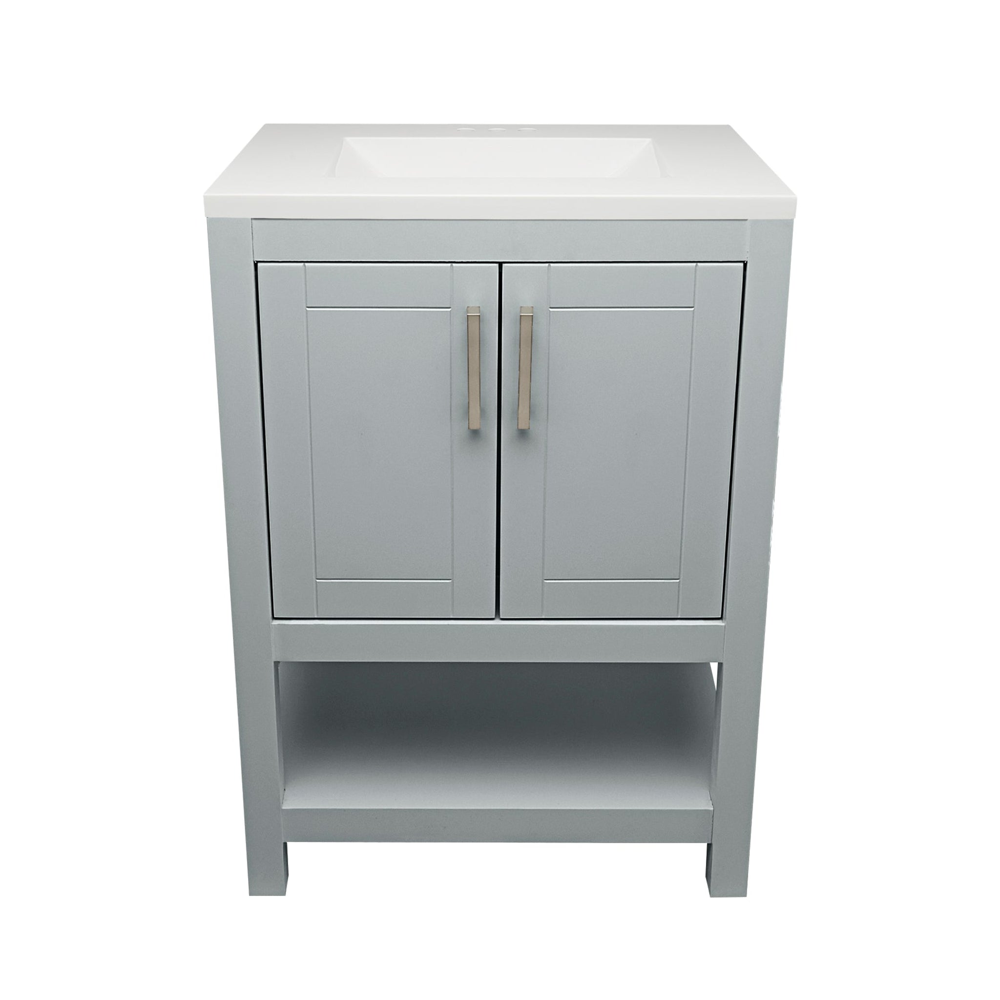 Ella's Bubbles, Ella's Bubbles Taos 25" Gray Bathroom Vanity With Carrara White Cultured Marble Top With Backsplash and Sink