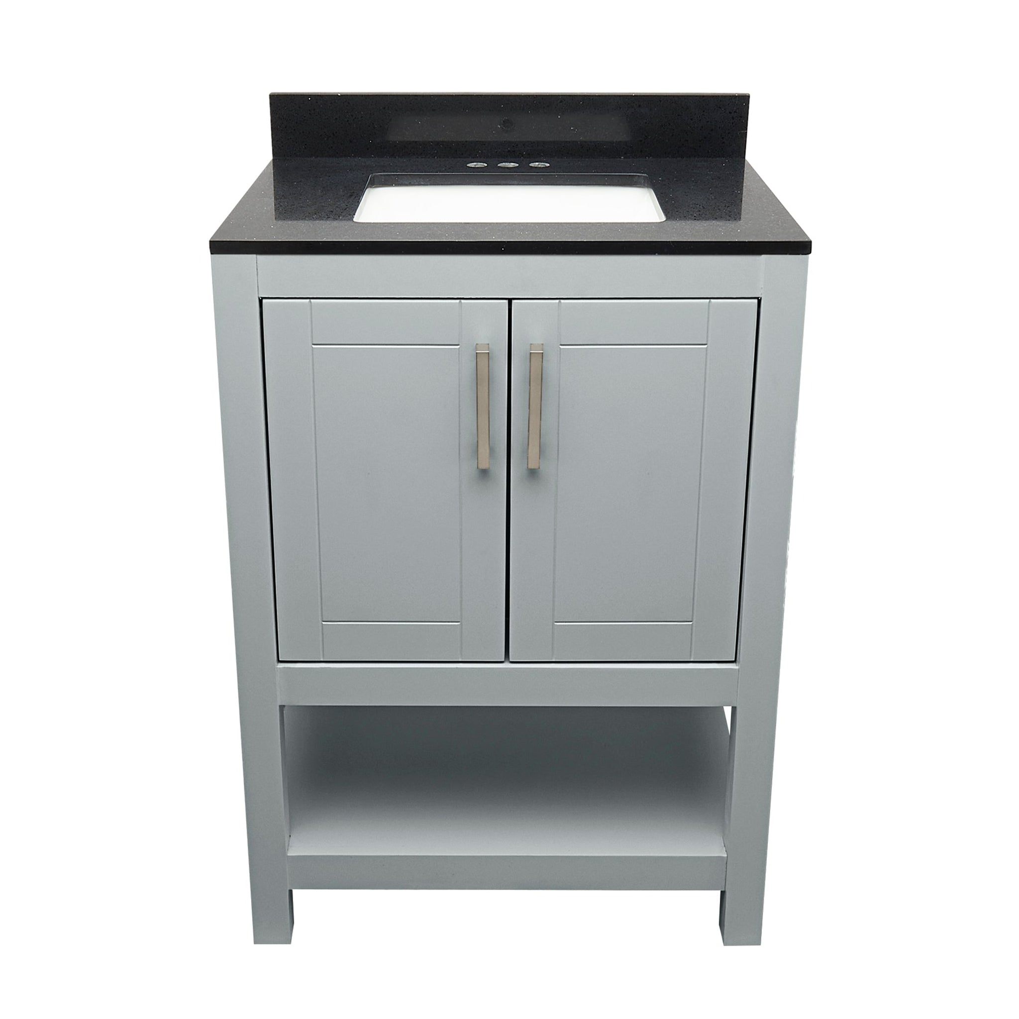 Ella's Bubbles, Ella's Bubbles Taos 25" Gray Bathroom Vanity With Galaxy Black Quartz Stone Top With Backsplash and Sink