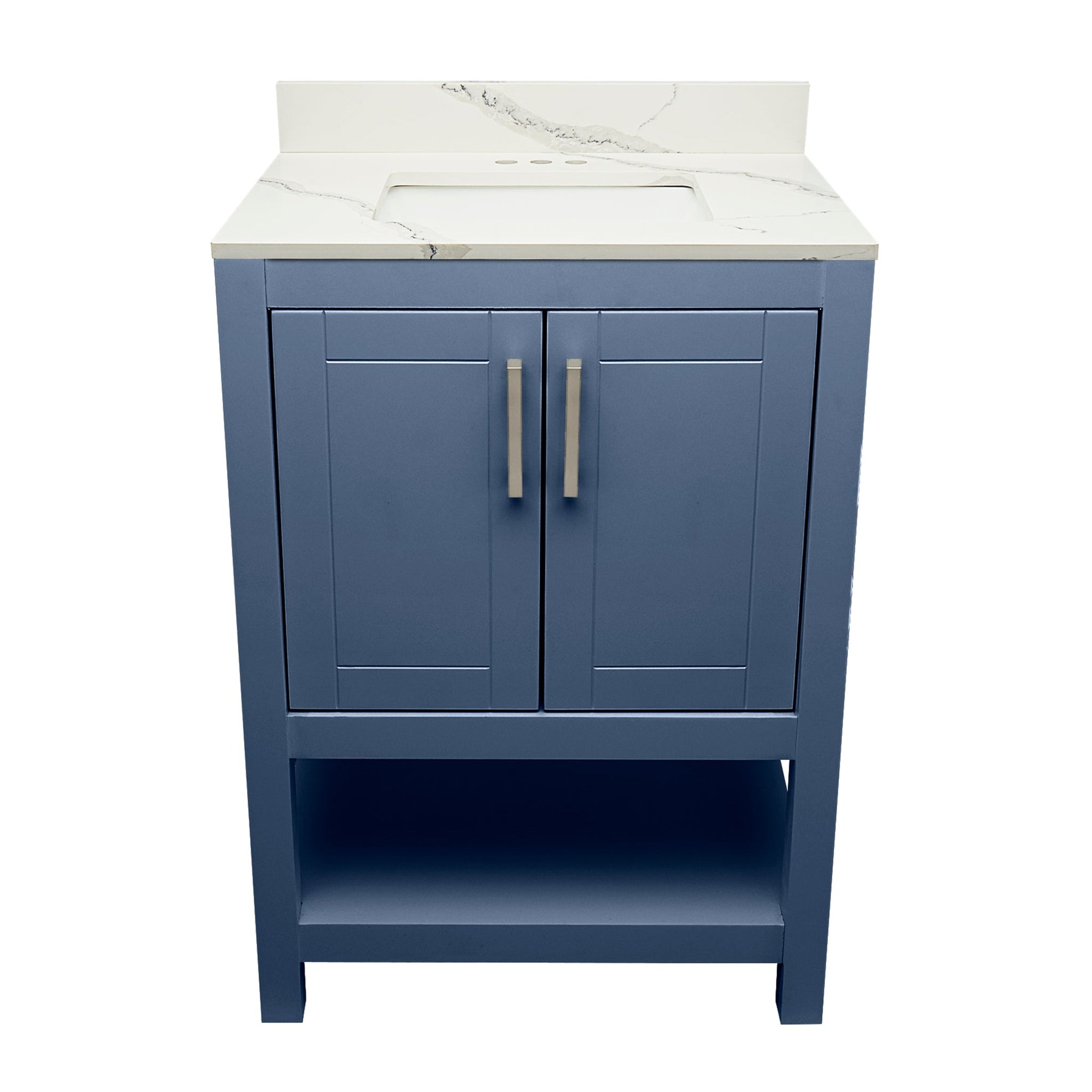 Ella's Bubbles, Ella's Bubbles Taos 25" Navy Blue Bathroom Vanity With Calacatta White Quartz Stone Top With Backsplash and Sink