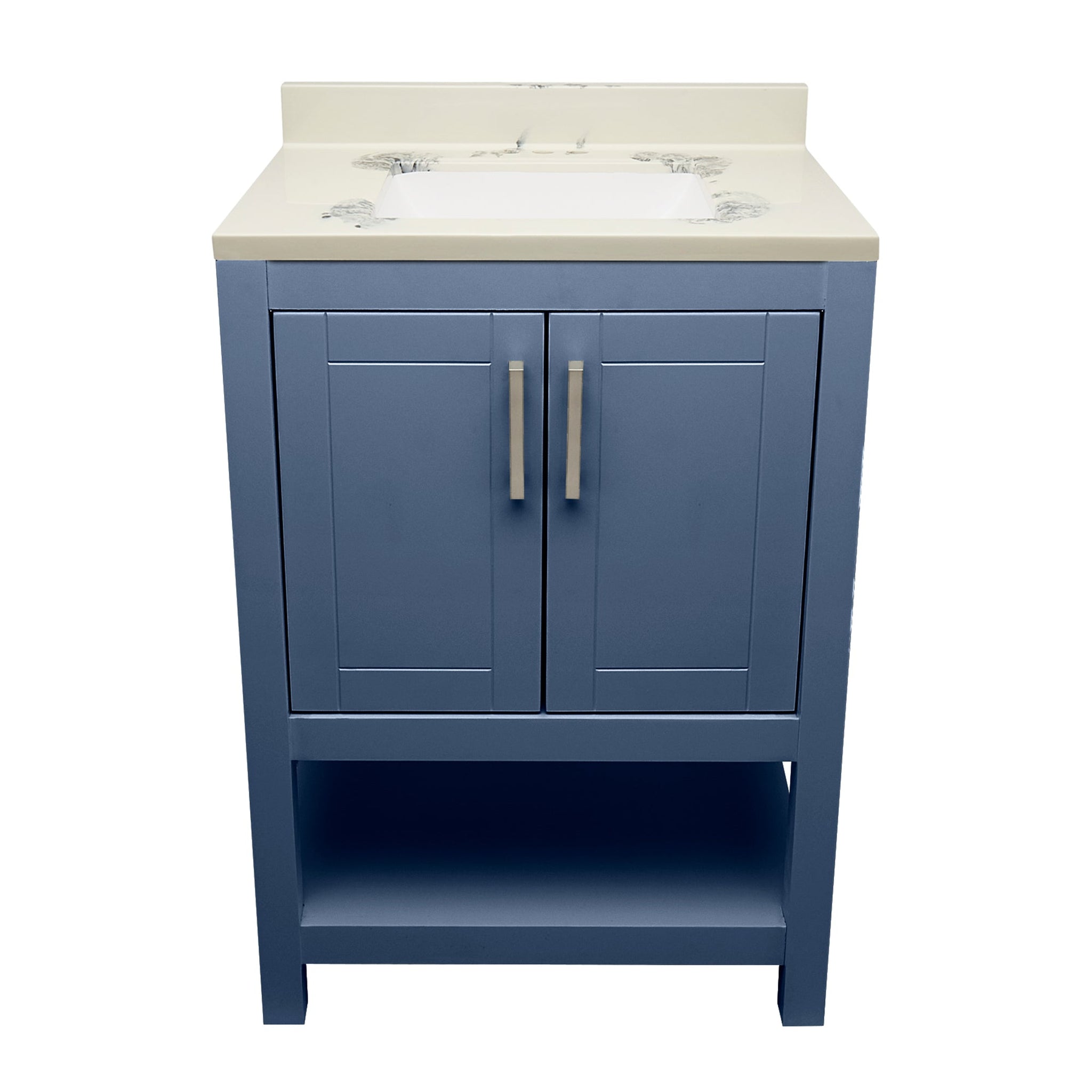 Ella's Bubbles, Ella's Bubbles Taos 25" Navy Blue Bathroom Vanity With Carrara White Cultured Marble Top With Backsplash and Sink