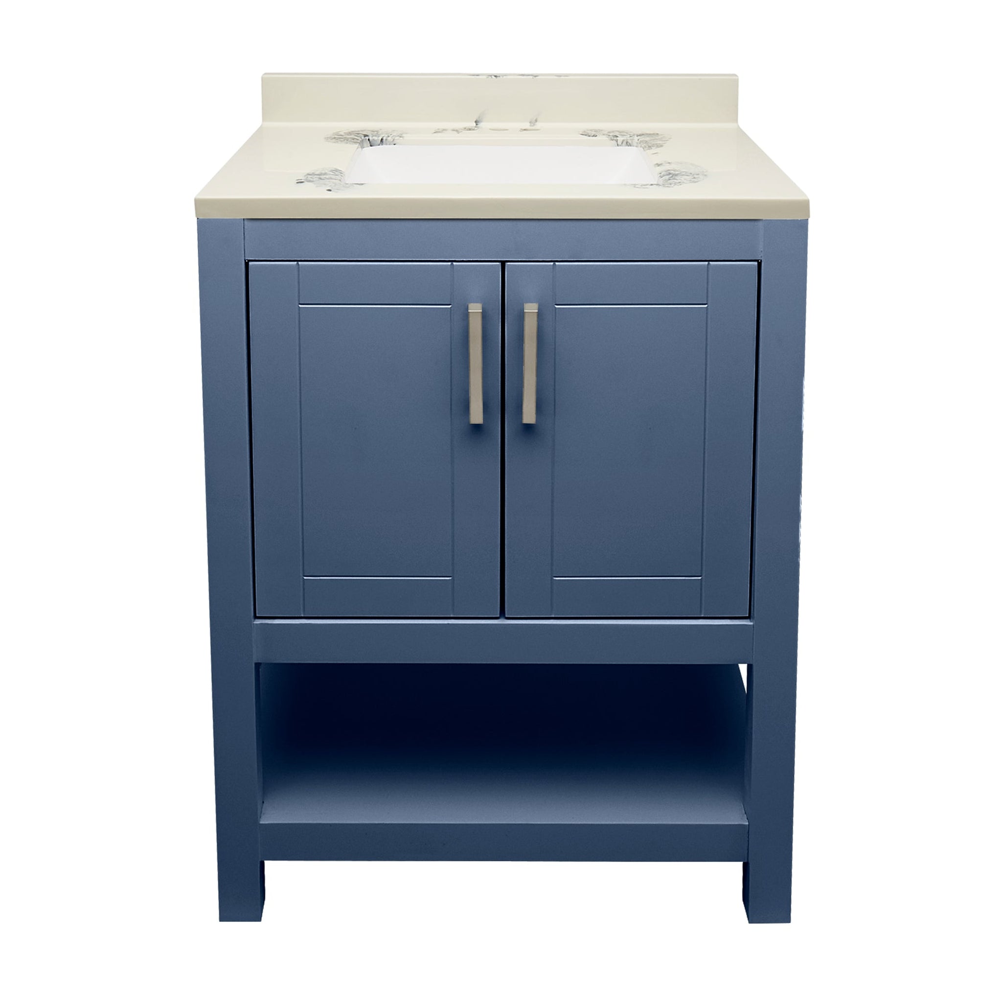 Ella's Bubbles, Ella's Bubbles Taos 25" Navy Blue Bathroom Vanity With Carrara White Cultured Marble Top With Backsplash and Sink