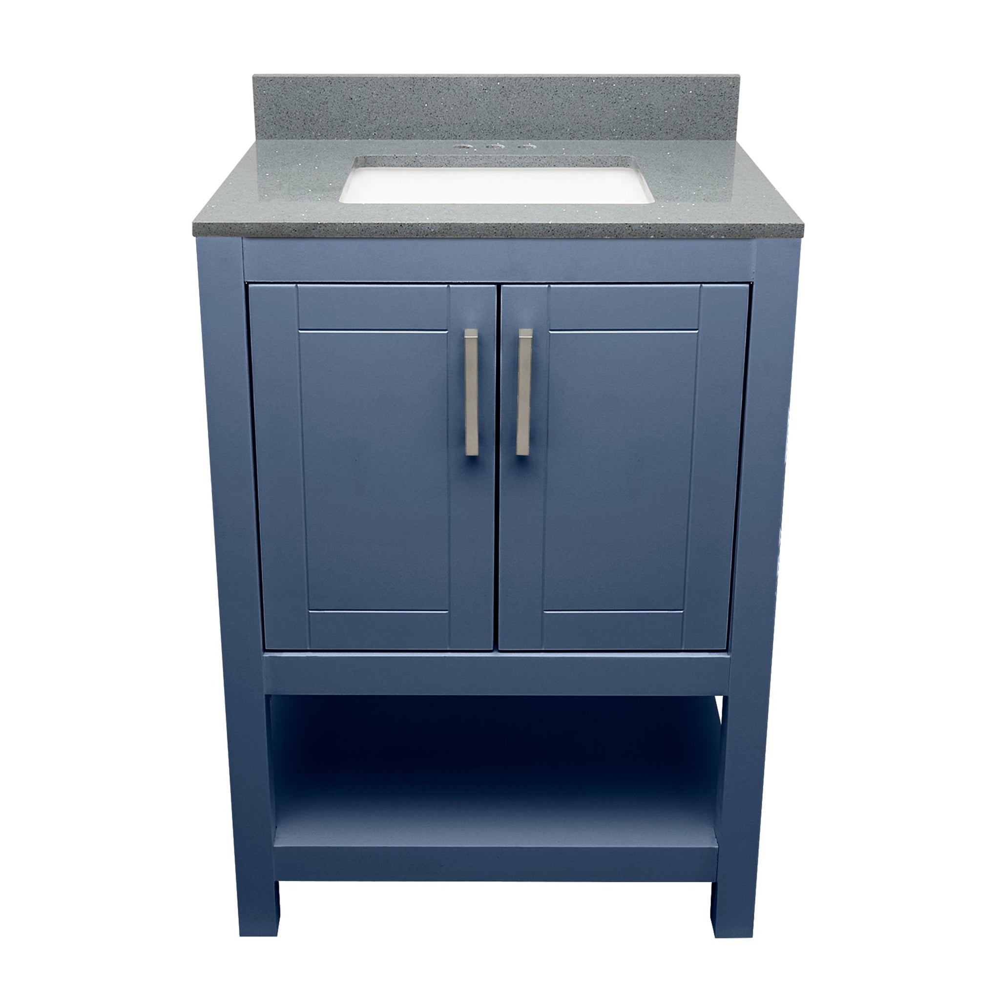 Ella's Bubbles, Ella's Bubbles Taos 25" Navy Blue Bathroom Vanity With Galaxy Gray Quartz Stone Top With Backsplash and Sink