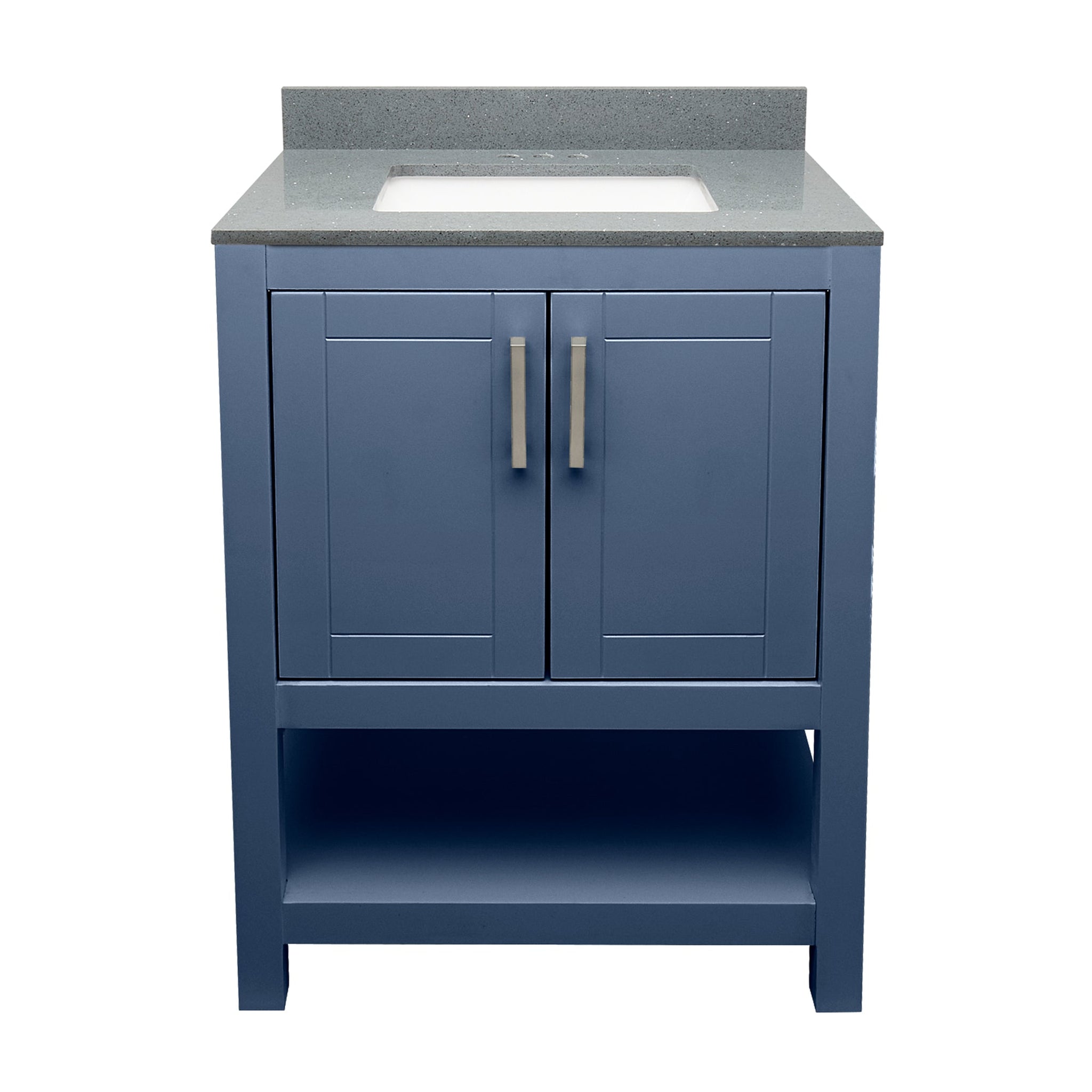 Ella's Bubbles, Ella's Bubbles Taos 25" Navy Blue Bathroom Vanity With Galaxy Gray Quartz Stone Top With Backsplash and Sink