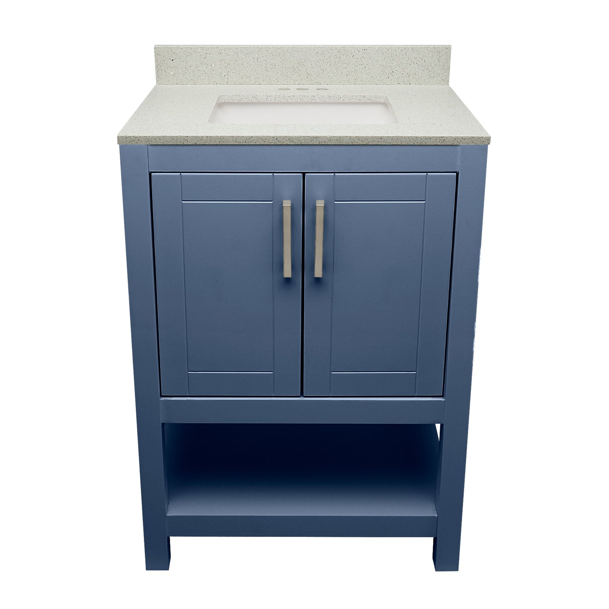 Ella's Bubbles, Ella's Bubbles Taos 25" Navy Blue Bathroom Vanity With Galaxy White Quartz Stone Top With Backsplash and Sink