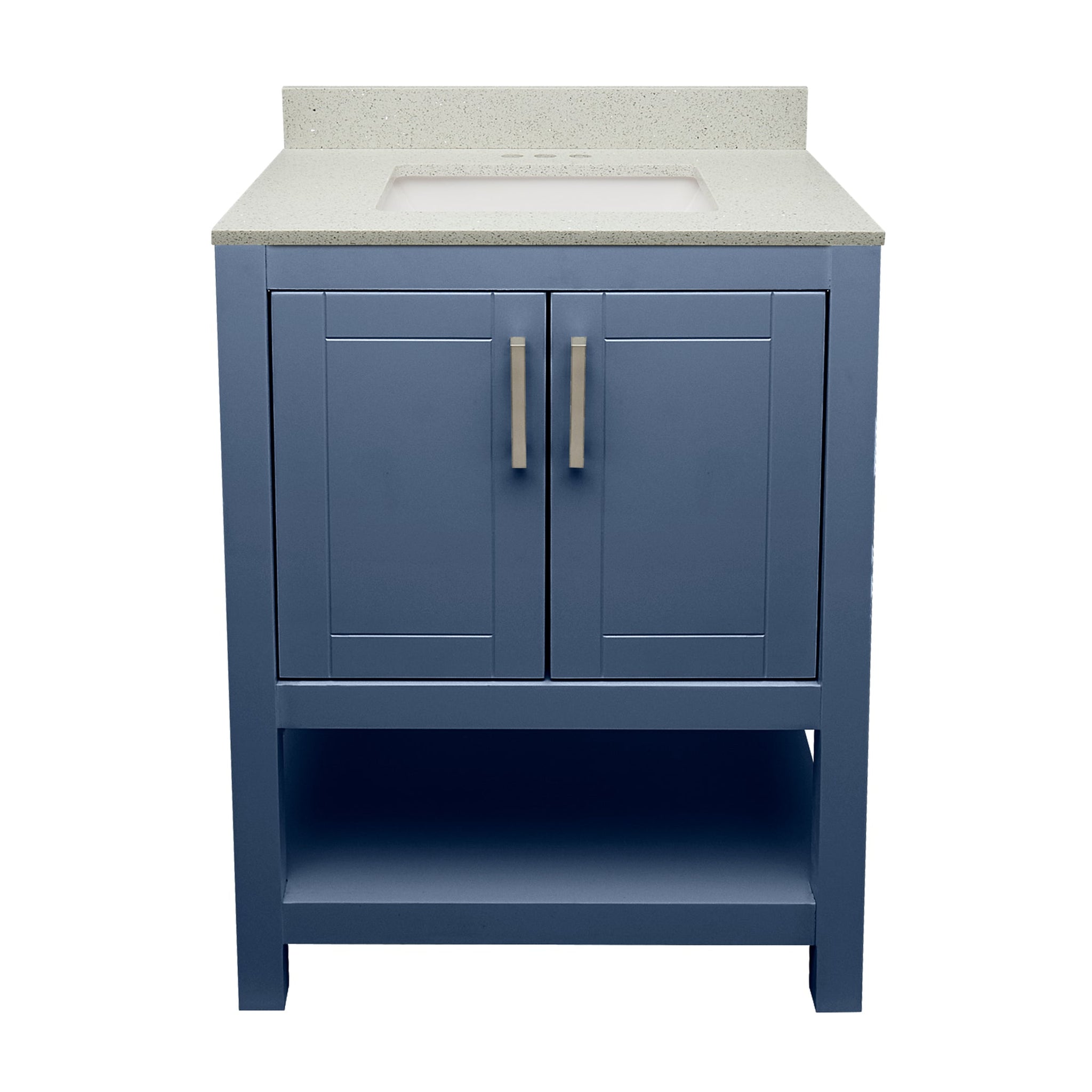 Ella's Bubbles, Ella's Bubbles Taos 25" Navy Blue Bathroom Vanity With Galaxy White Quartz Stone Top With Backsplash and Sink