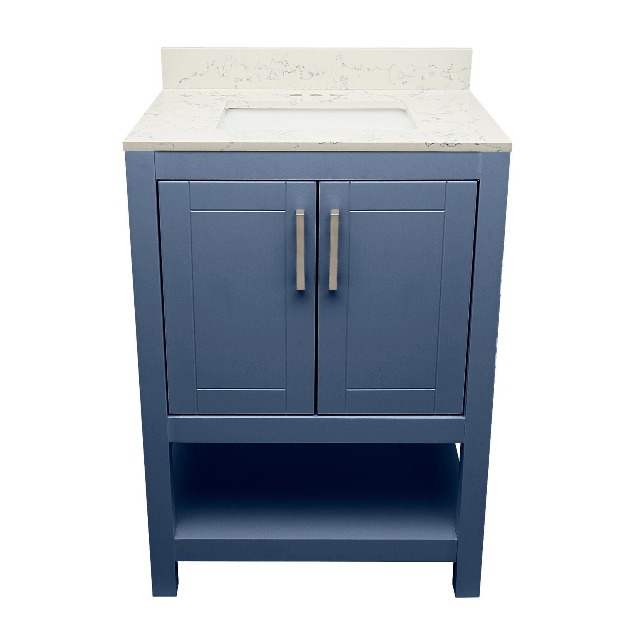 Ella's Bubbles, Ella's Bubbles Taos 25" Navy Blue Bathroom Vanity With Lyra White Quartz Stone Top With Backsplash and Sink