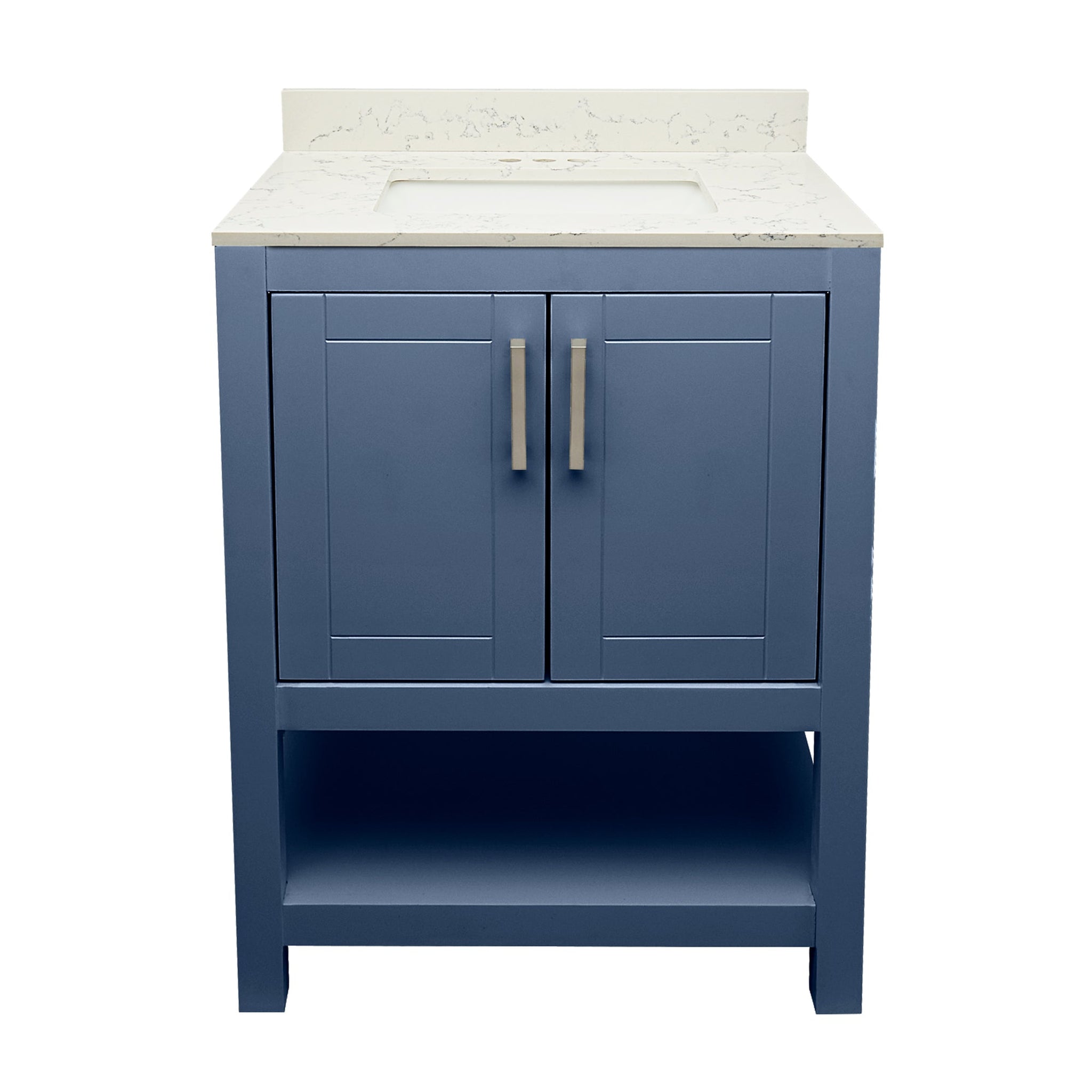 Ella's Bubbles, Ella's Bubbles Taos 25" Navy Blue Bathroom Vanity With Lyra White Quartz Stone Top With Backsplash and Sink