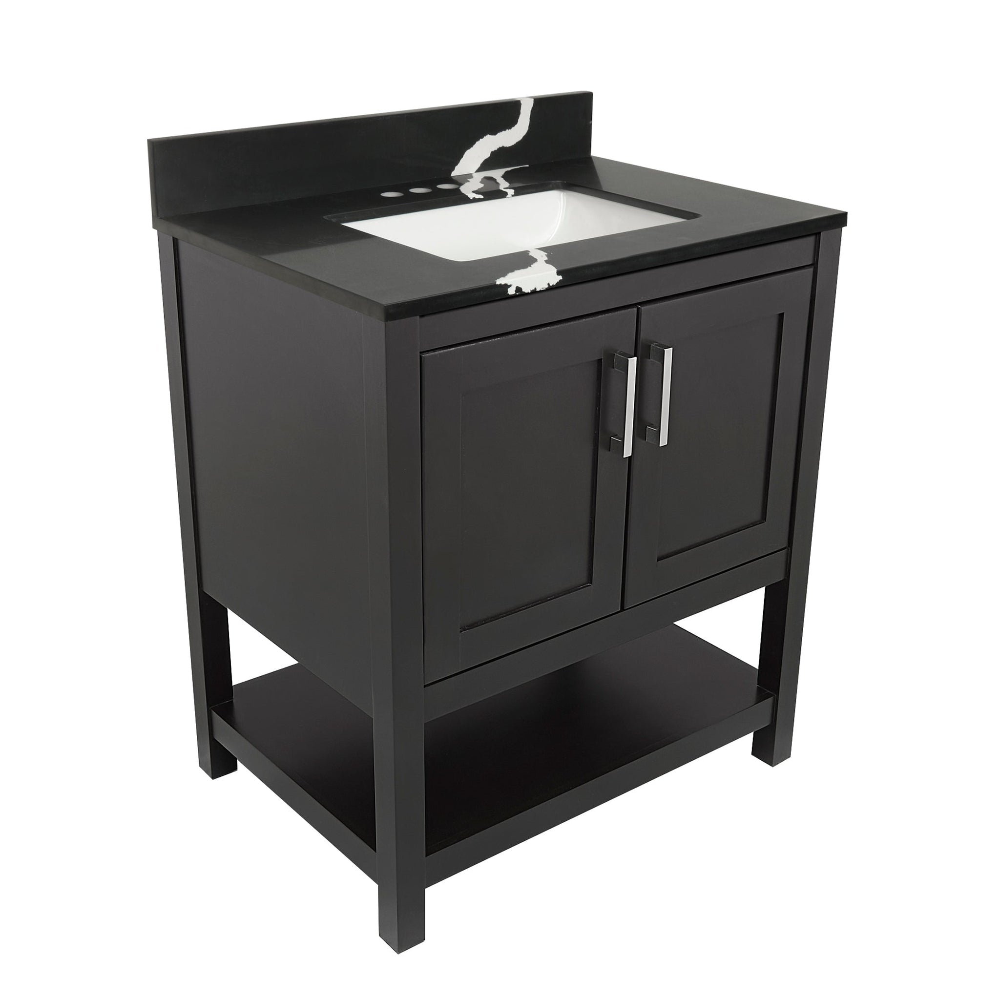 Ella's Bubbles, Ella's Bubbles Taos 31" Espresso Bathroom Vanity With Calacatta Black Quartz Stone Top With Backsplash and Sink