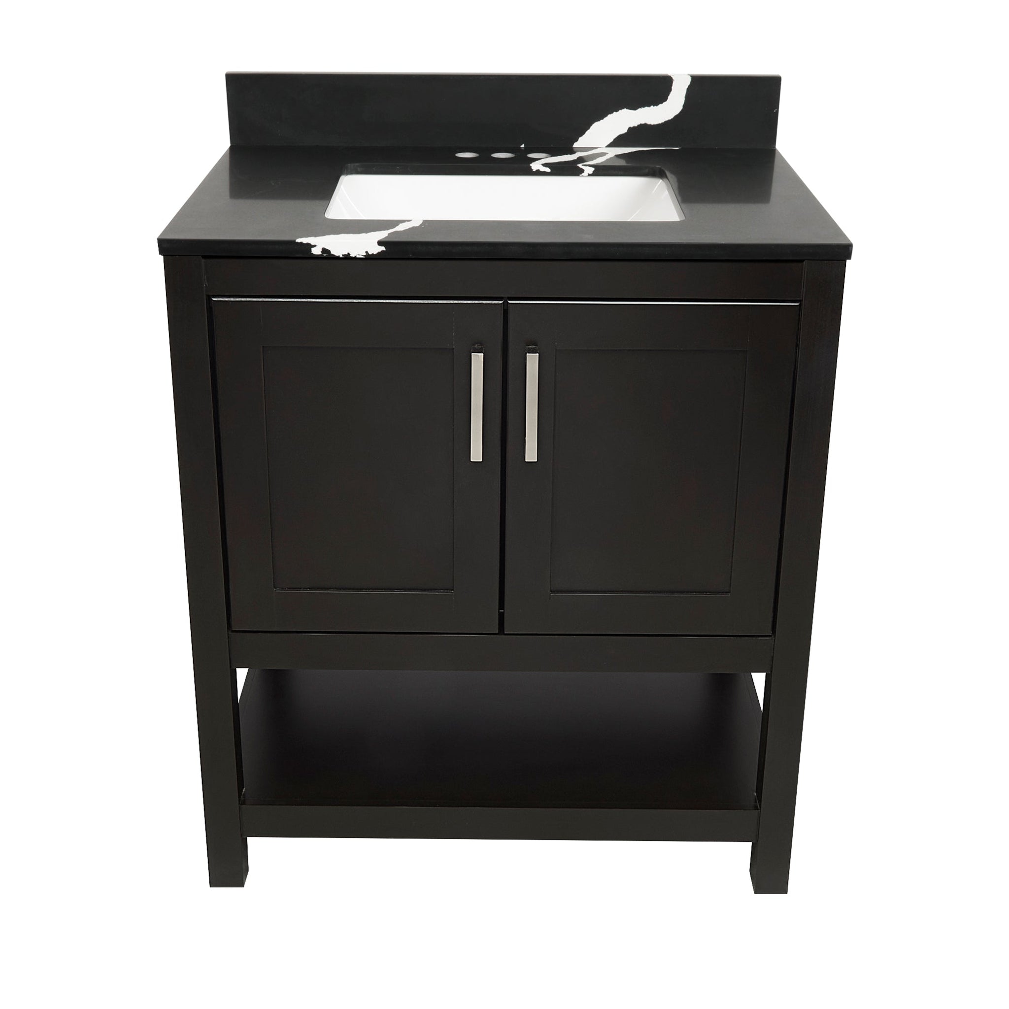 Ella's Bubbles, Ella's Bubbles Taos 31" Espresso Bathroom Vanity With Calacatta Black Quartz Stone Top With Backsplash and Sink